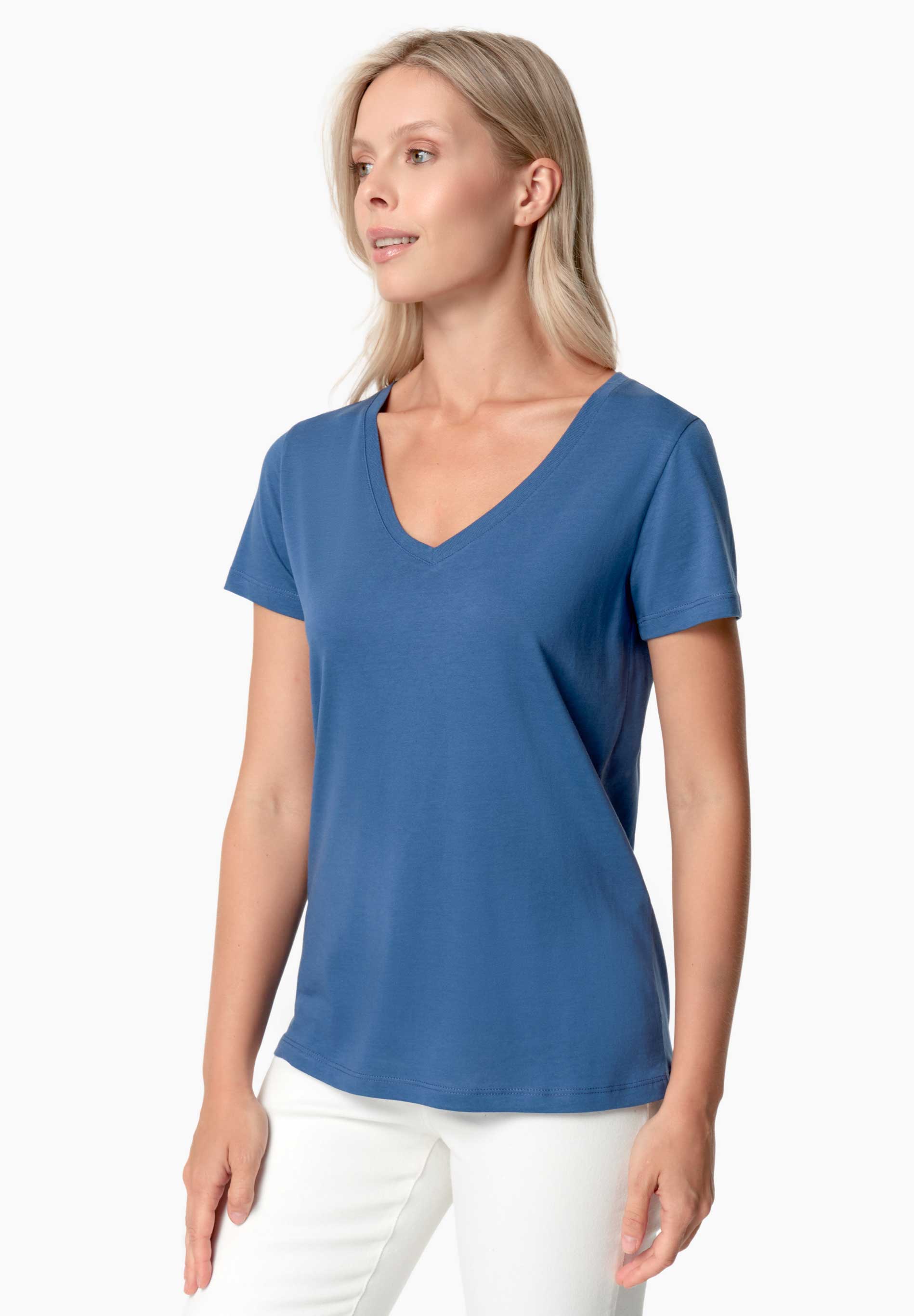 TAMARRA | T-Shirt aus TENCEL™ Modal und Bio-Baumwolle mit V-Ausschnitt