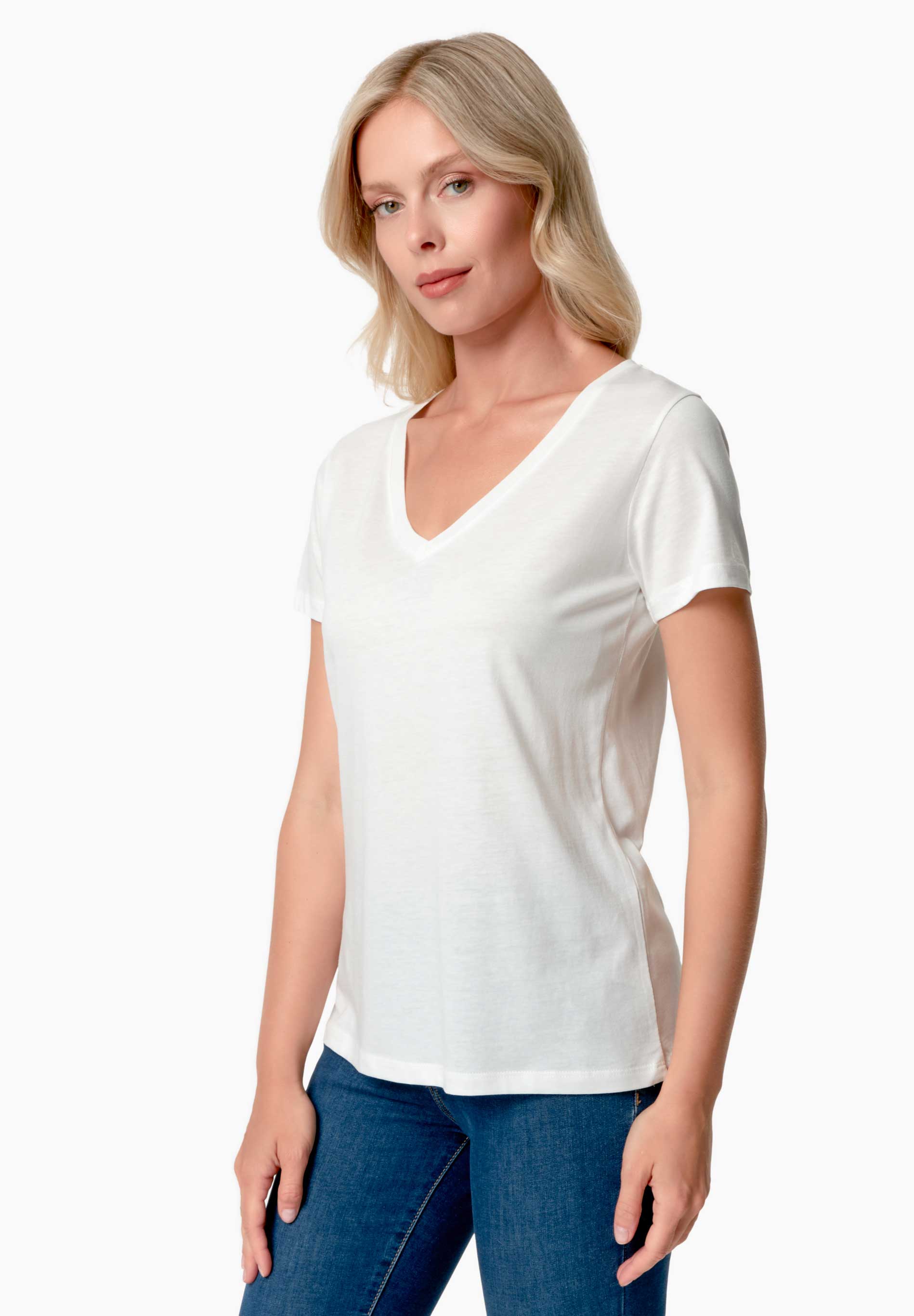 TAMARRA | T-Shirt aus TENCEL™ Modal und Bio-Baumwolle mit V-Ausschnitt