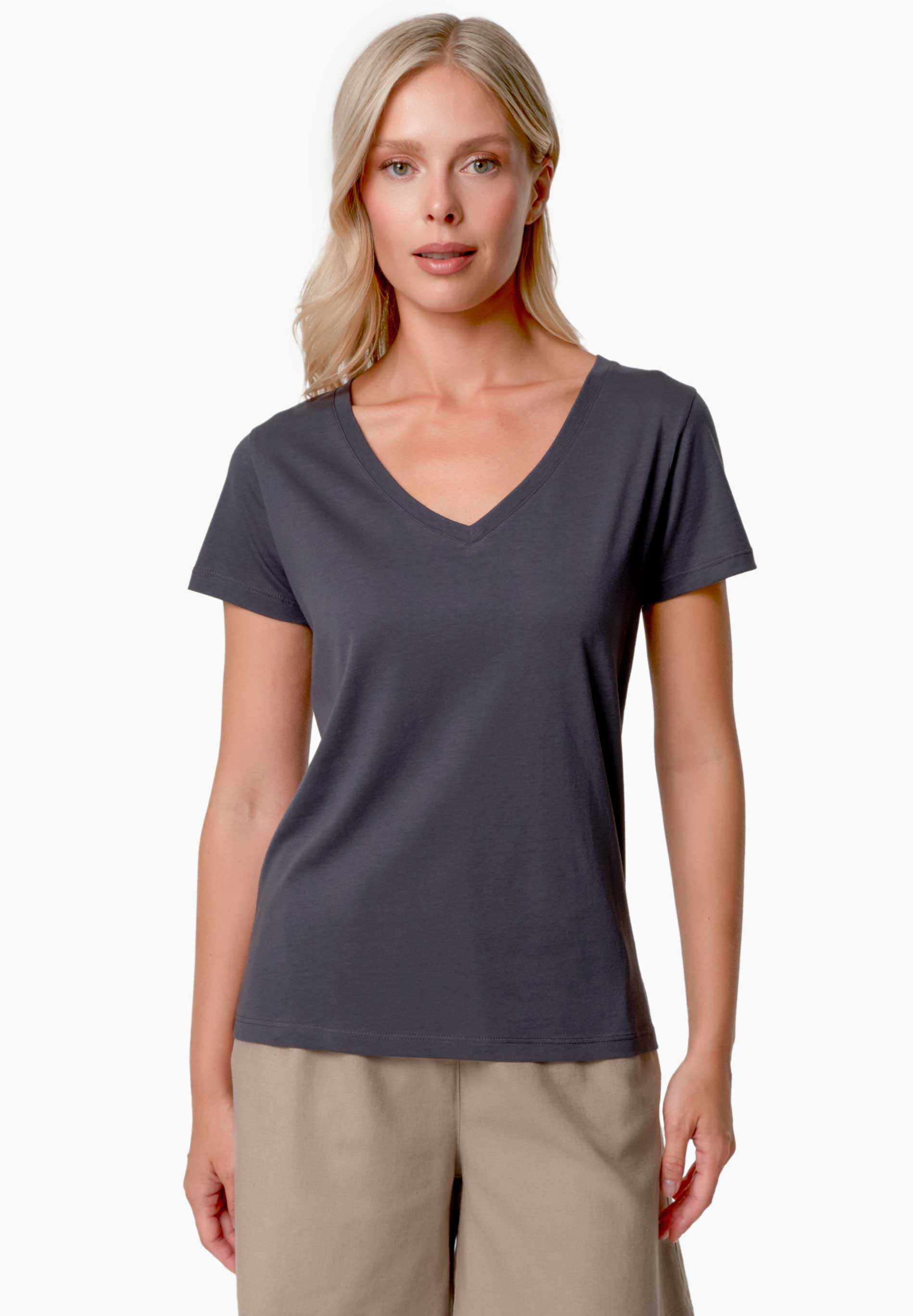 TAMARRA | T-Shirt aus TENCEL™ Modal und Bio-Baumwolle mit V-Ausschnitt