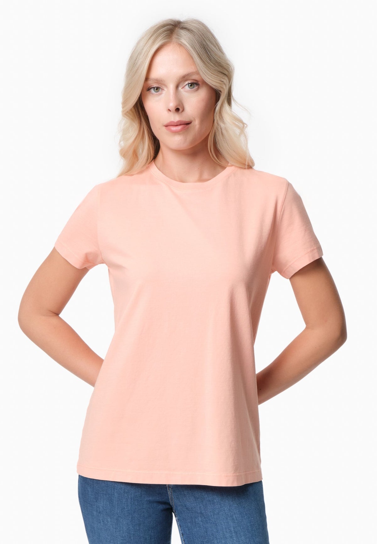 TENNUR Damen Basic T-Shirt Bio-Baumwolle – Peach