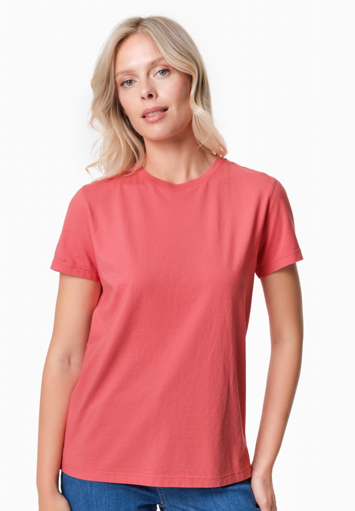 TENNUR Damen Basic T-Shirt Bio-Baumwolle – Radiant Red