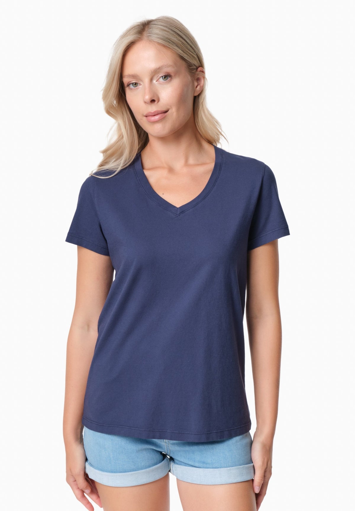 TESSA Damen Basic T-Shirt Bio-Baumwolle – Navy
