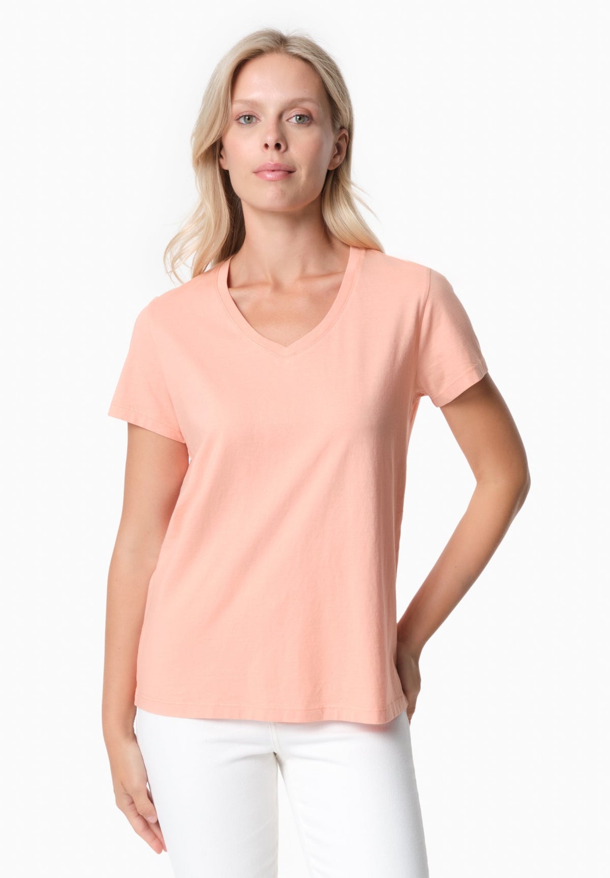 TESSA Damen Basic T-Shirt Bio-Baumwolle – Peach
