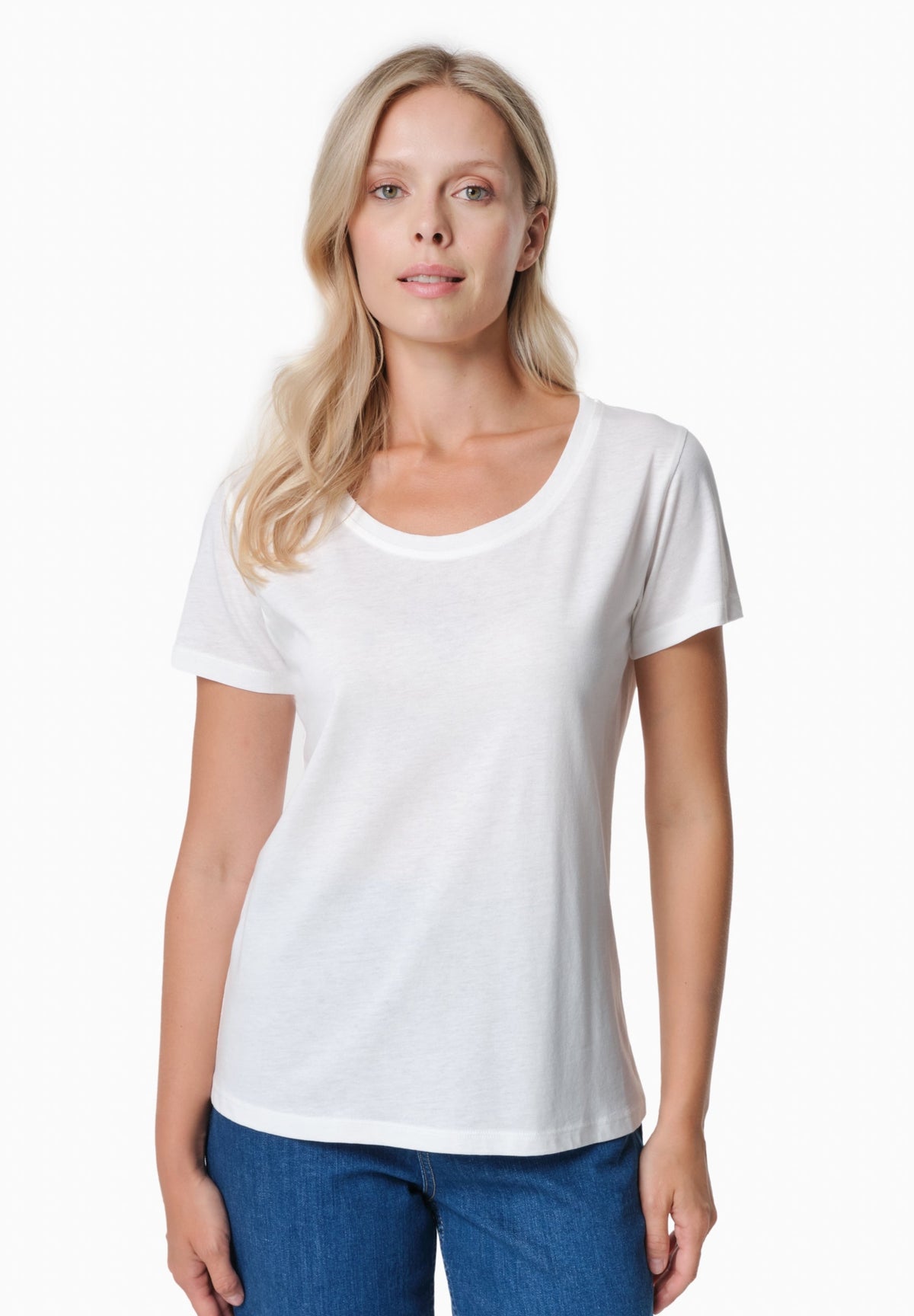 TIJEEN Damen T-Shirt TENCEL™ Modal und Bio-Baumwolle – Off White