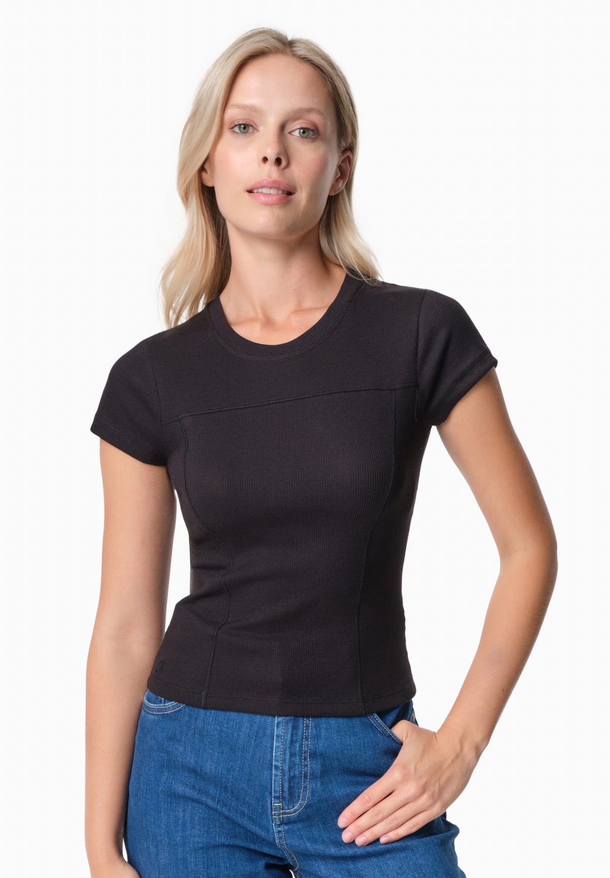 TILLDA Damen Rib T-Shirt TENCEL™ Modal und Bio-Baumwolle – Black