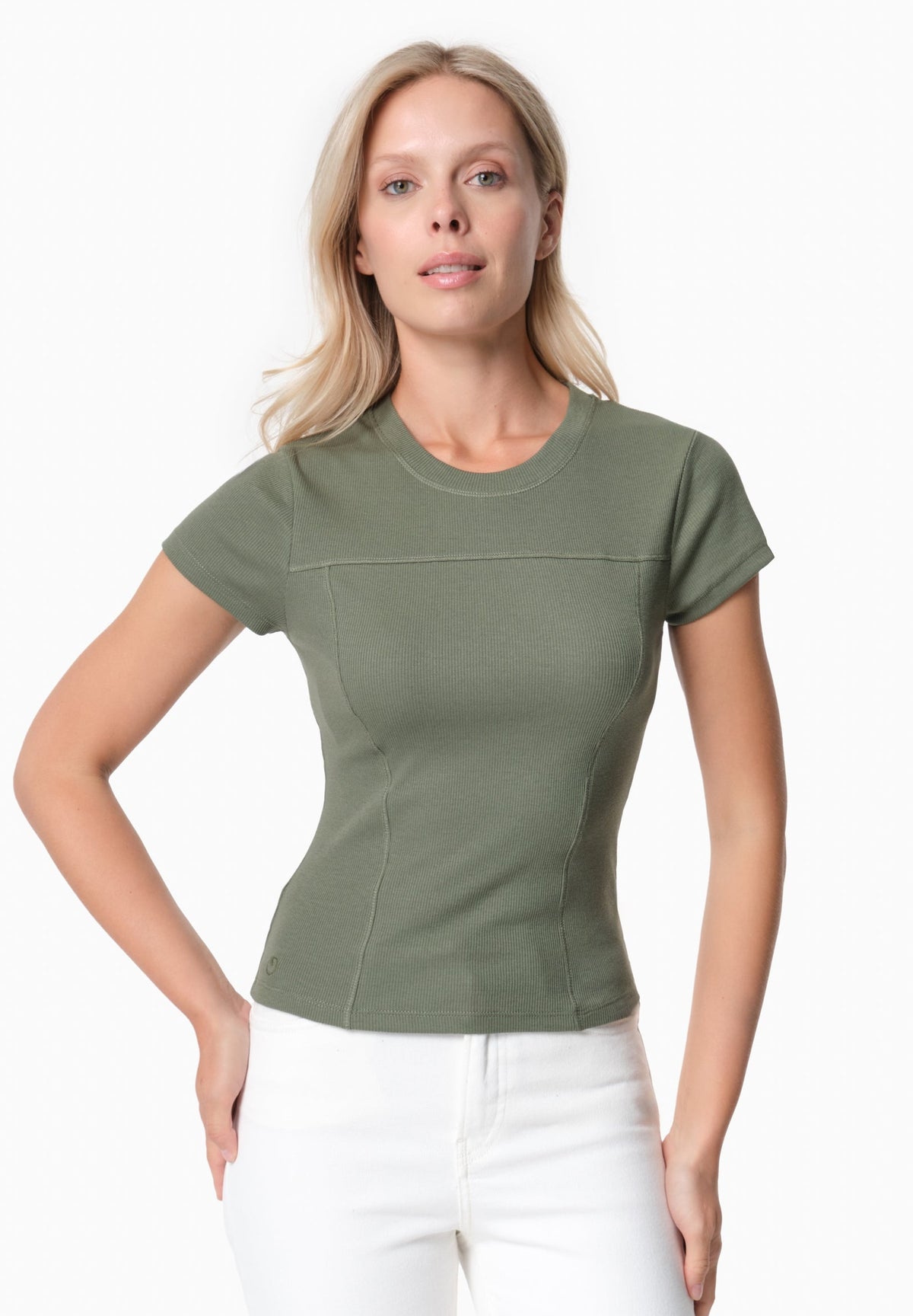 TILLDA Damen Rib T-Shirt TENCEL™ Modal und Bio-Baumwolle – Olive