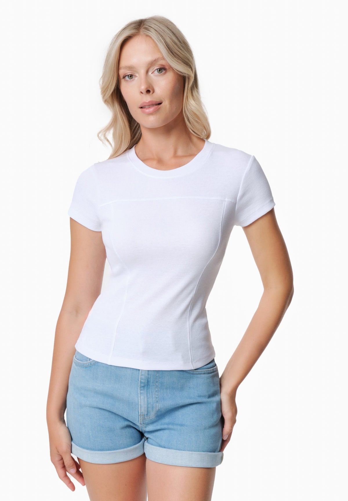 TILLDA Damen Rib T-Shirt TENCEL™ Modal und Bio-Baumwolle – White