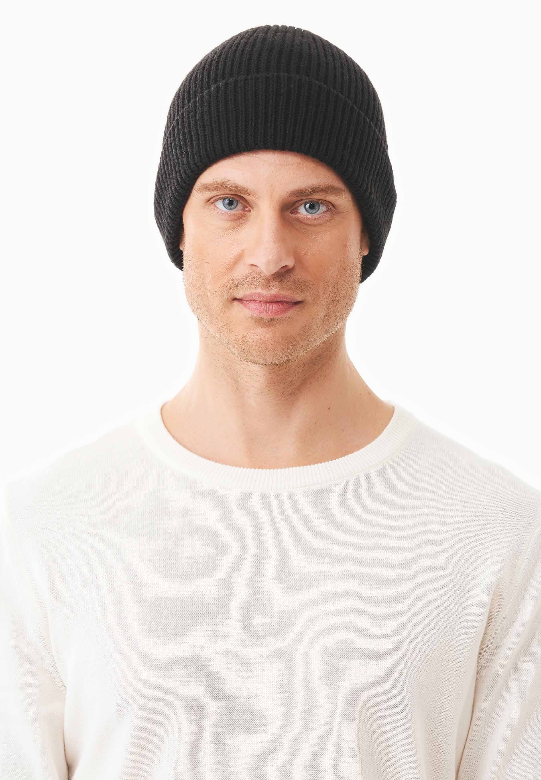 Unisex Strick-Beanie aus Bio-Merinowolle und Bio-Baumwolle