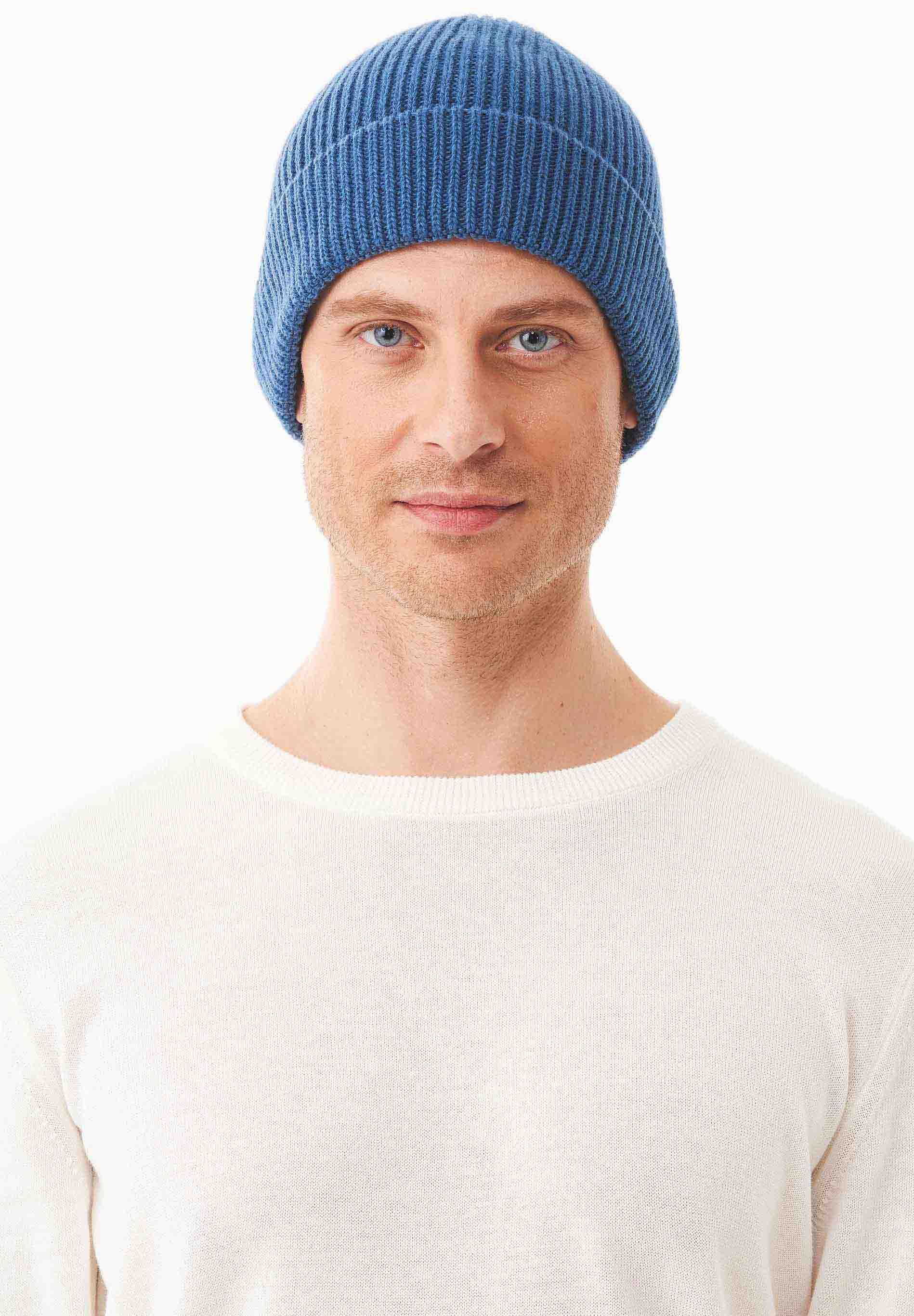 Unisex Strick-Beanie aus Bio-Merinowolle und Bio-Baumwolle