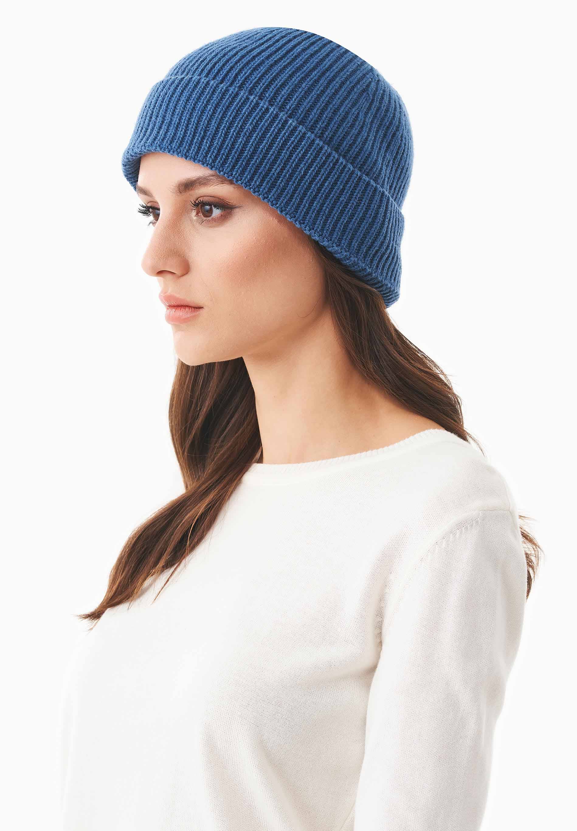 Unisex Strick-Beanie aus Bio-Merinowolle und Bio-Baumwolle