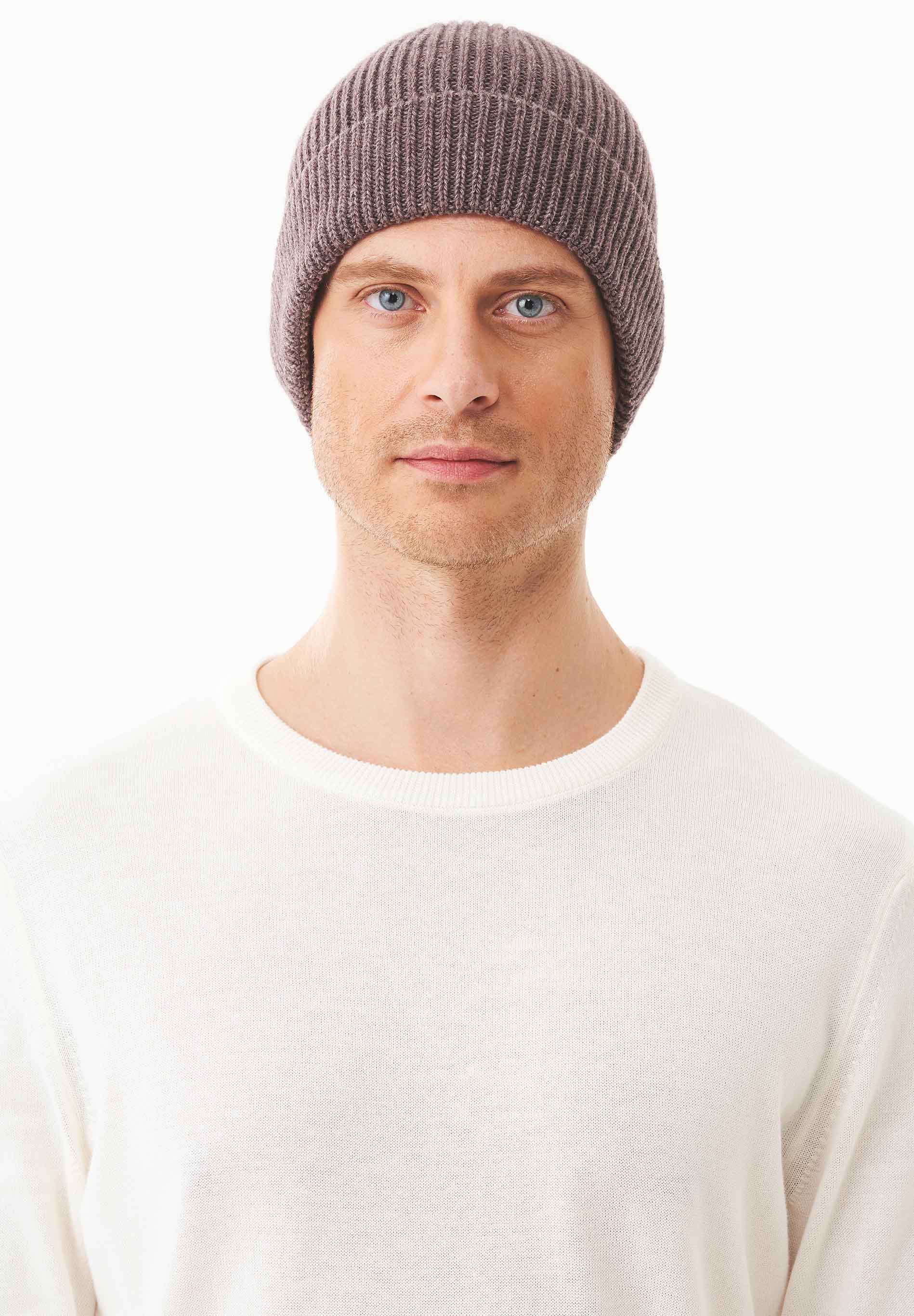 Unisex Strick-Beanie aus Bio-Merinowolle und Bio-Baumwolle