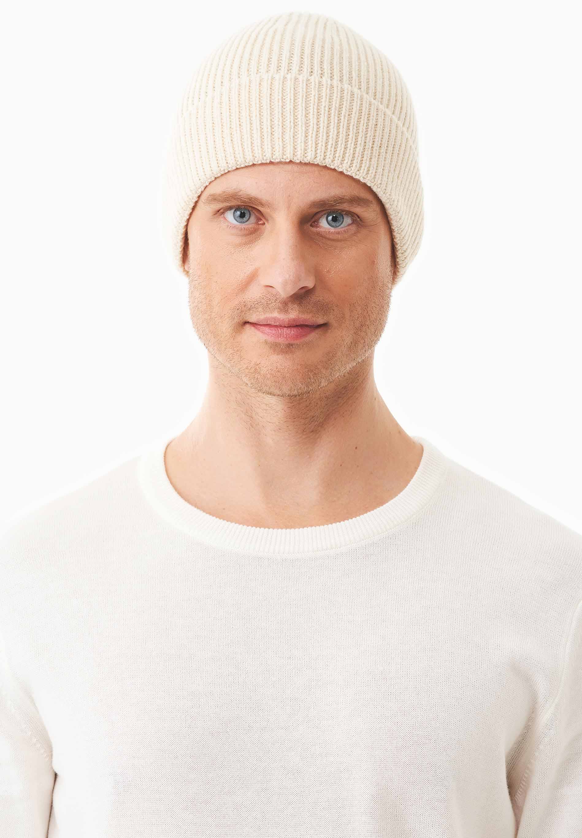 Unisex Strick-Beanie aus Bio-Merinowolle und Bio-Baumwolle