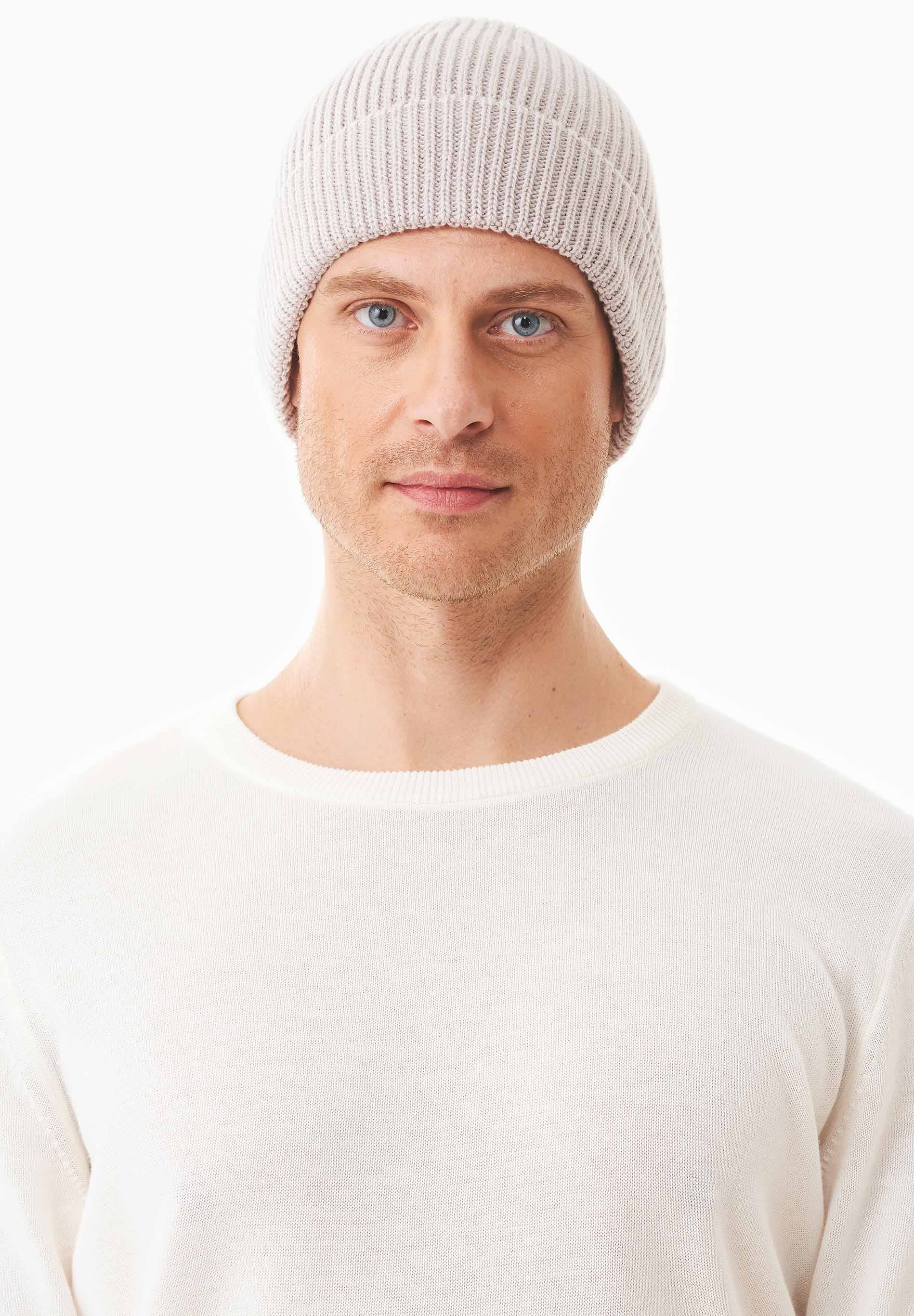 Unisex Strick-Beanie aus Bio-Merinowolle und Bio-Baumwolle