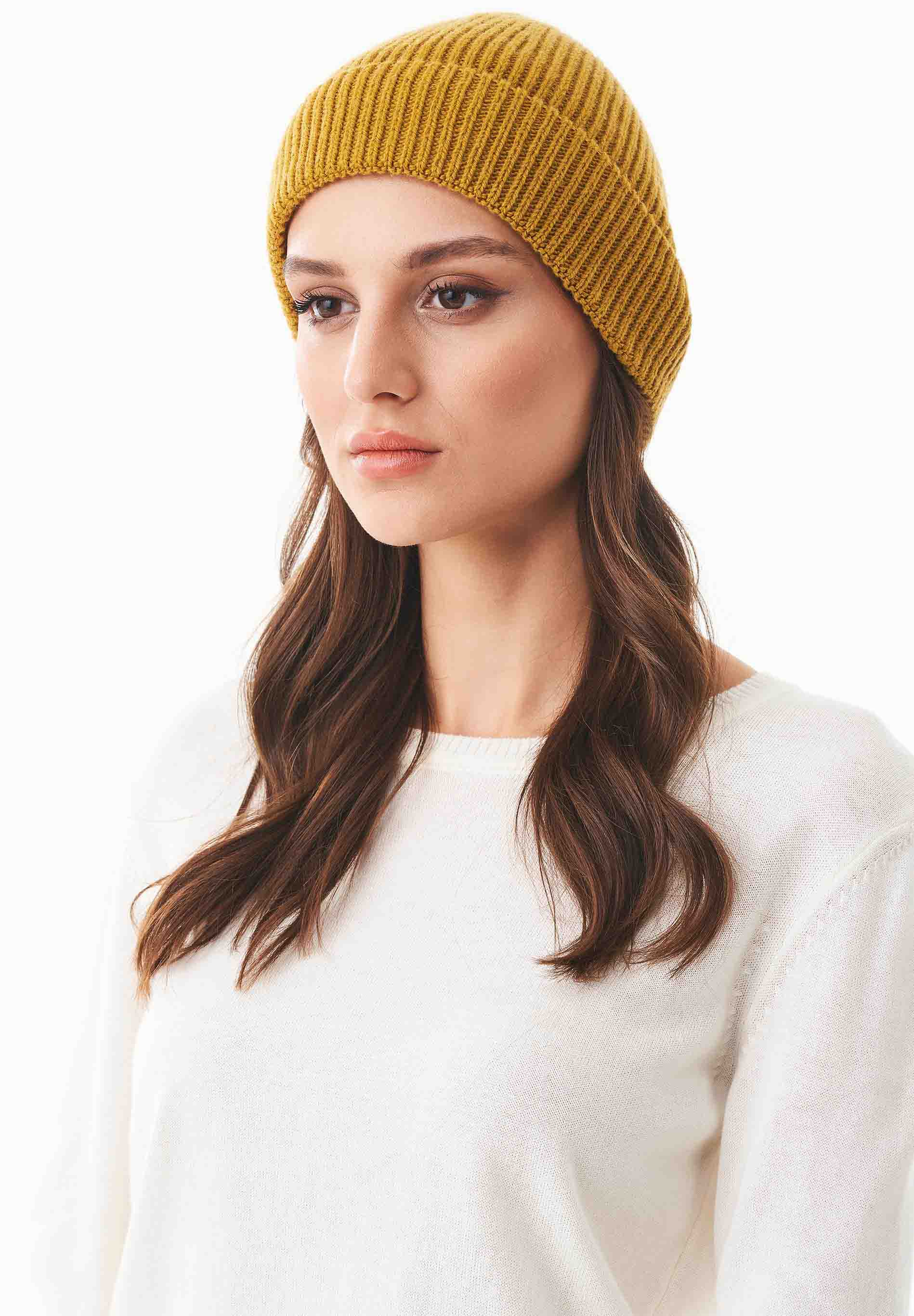 Unisex Strick-Beanie aus Bio-Merinowolle und Bio-Baumwolle