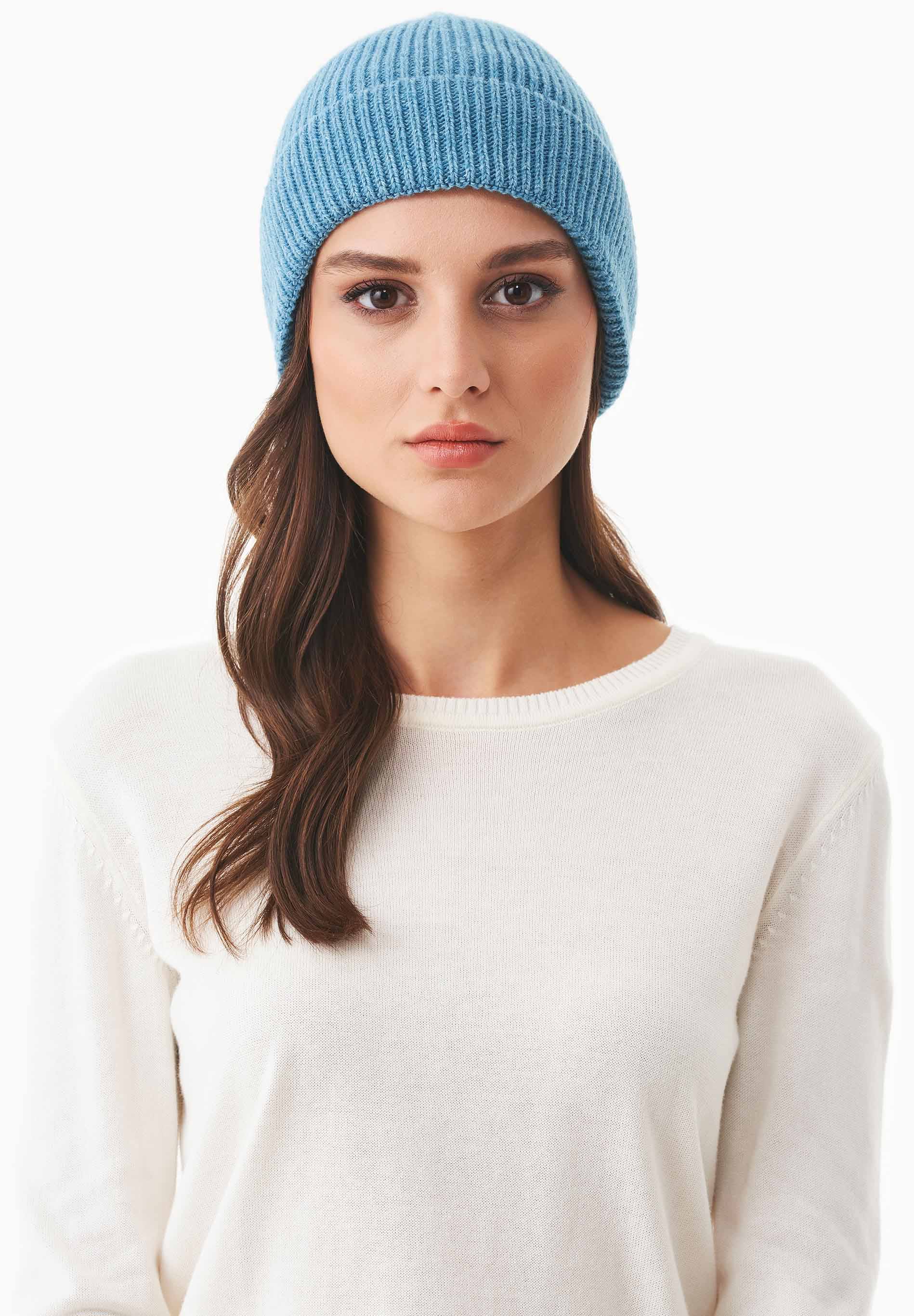 Unisex Strick-Beanie aus Bio-Merinowolle und Bio-Baumwolle