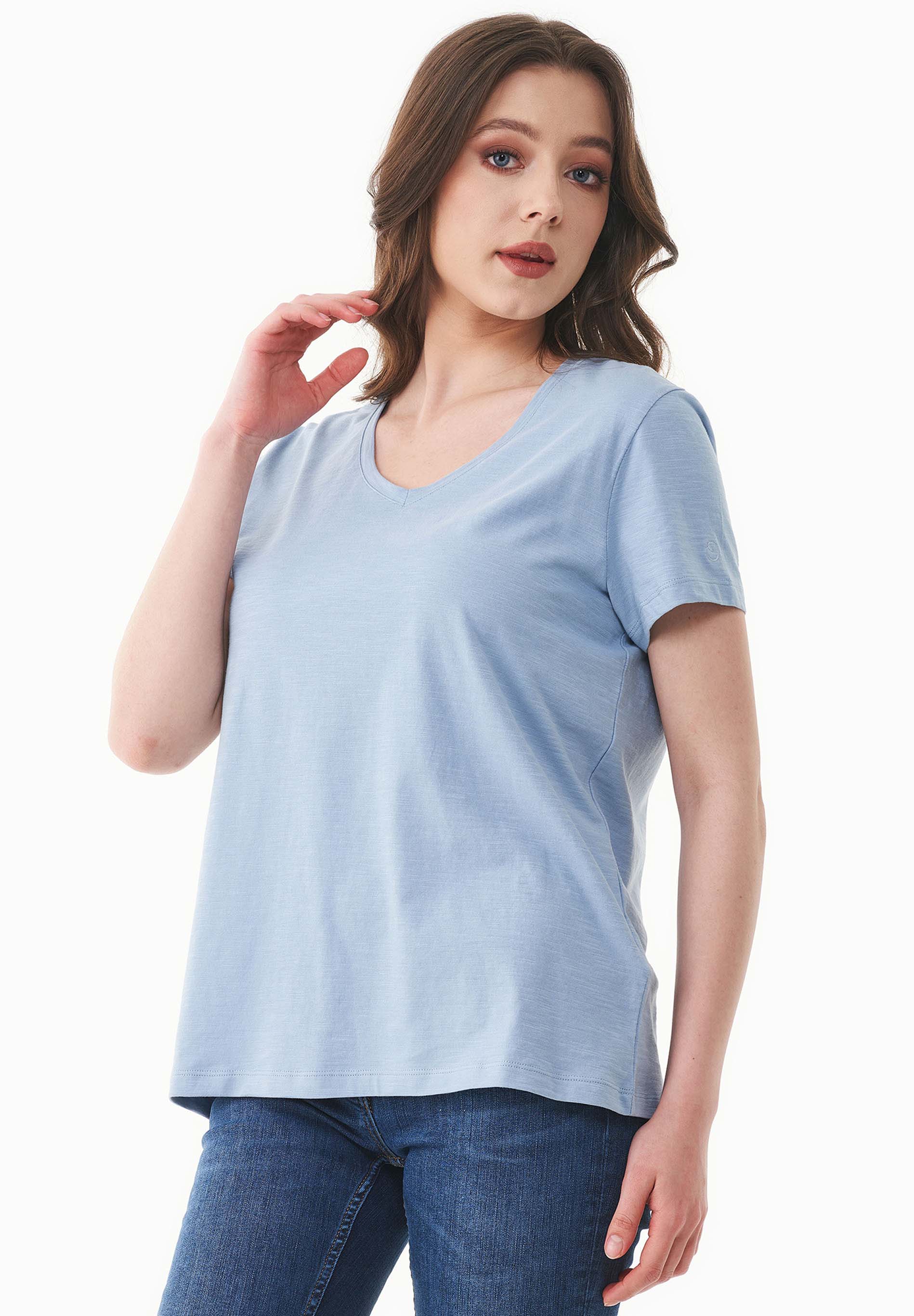Basic T-Shirt aus Bio-Baumwolle mit V-Ausschnitt
