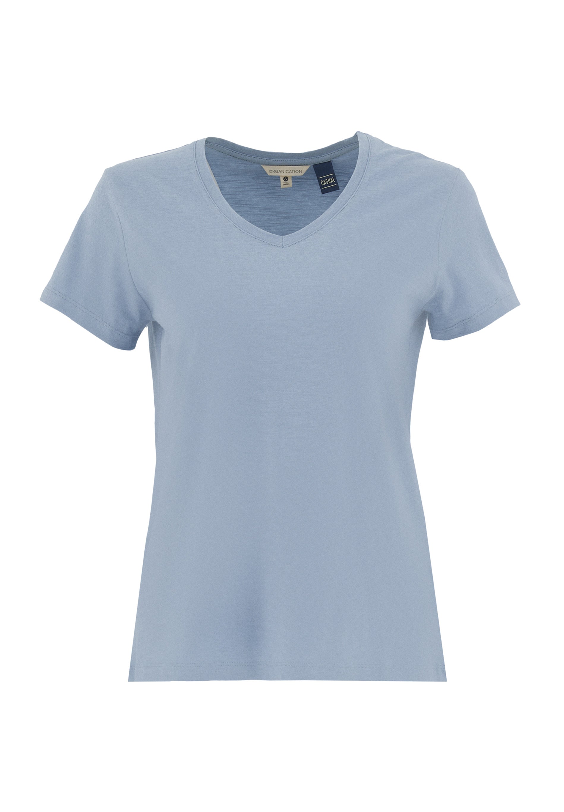 Basic T-Shirt aus Bio-Baumwolle mit V-Ausschnitt