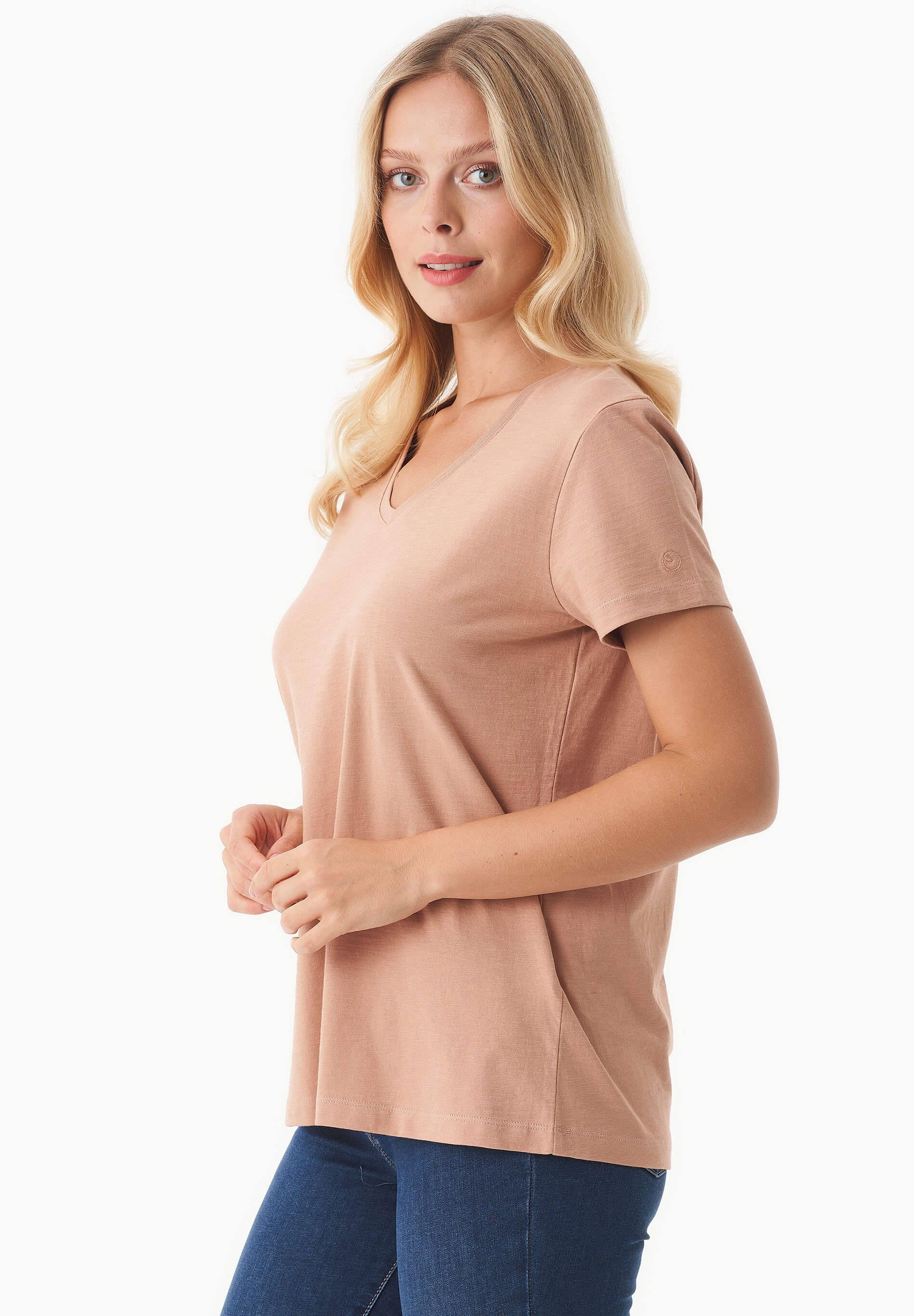 Basic T-Shirt aus Bio-Baumwolle mit V-Ausschnitt