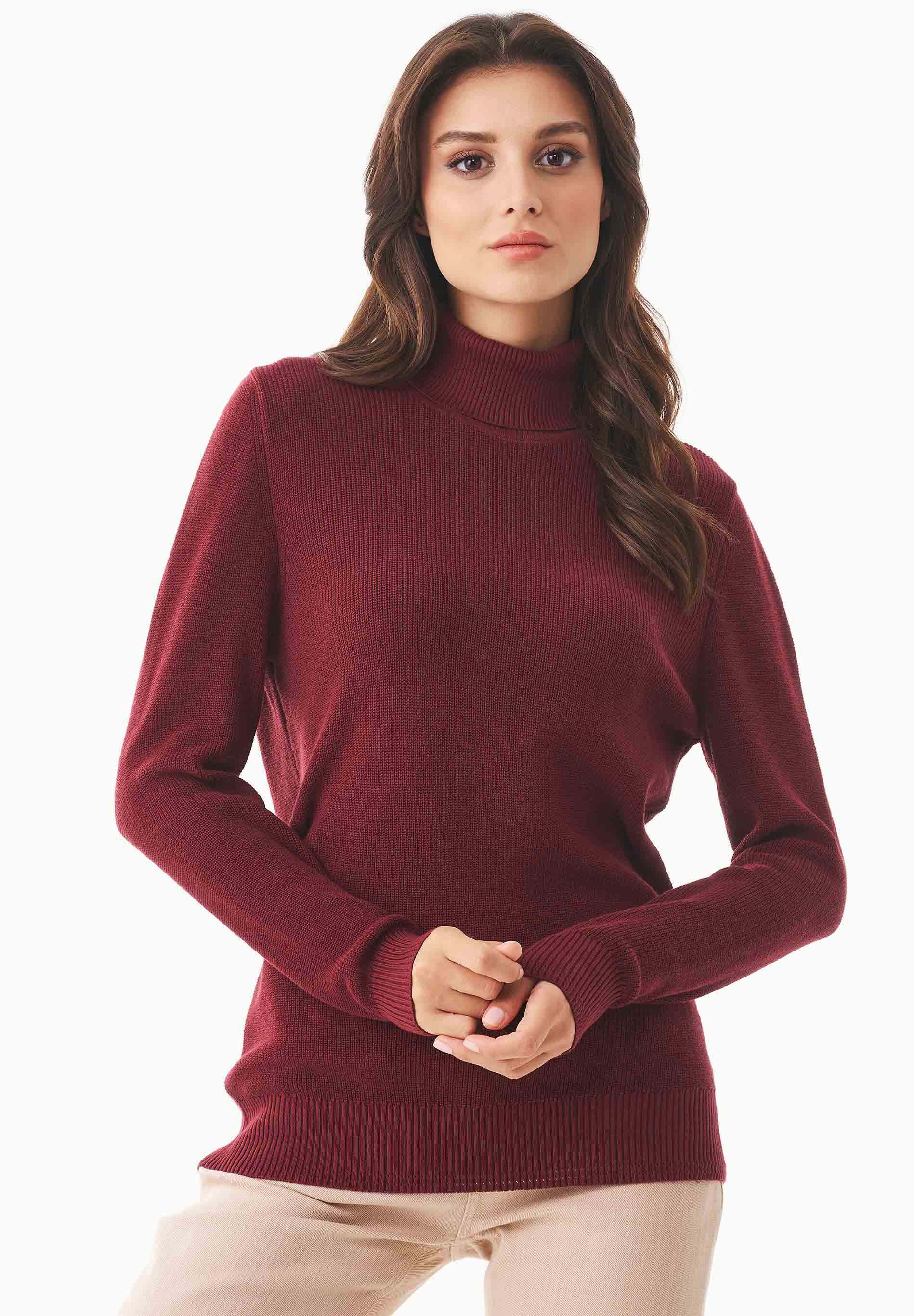 Rollkragen Pullover Weinroter Rollkragenpullover Damen Rollkragen