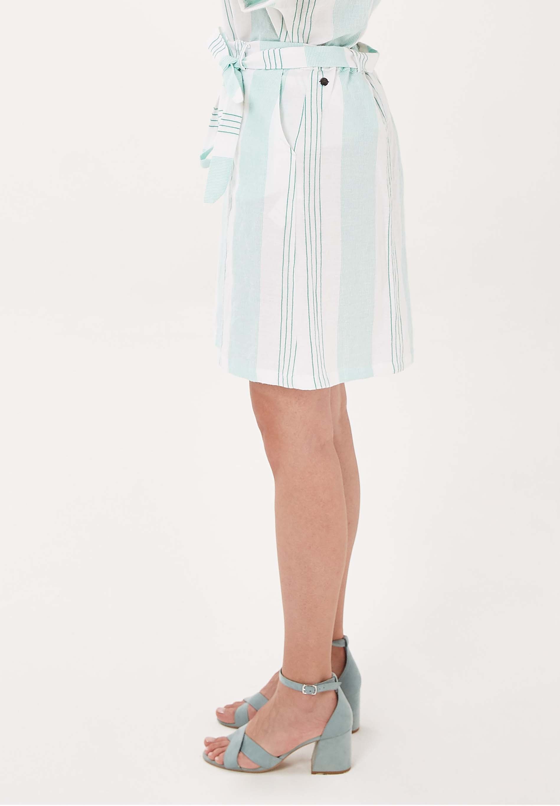 Mini-Rock aus Leinen-Mix mit Streifen