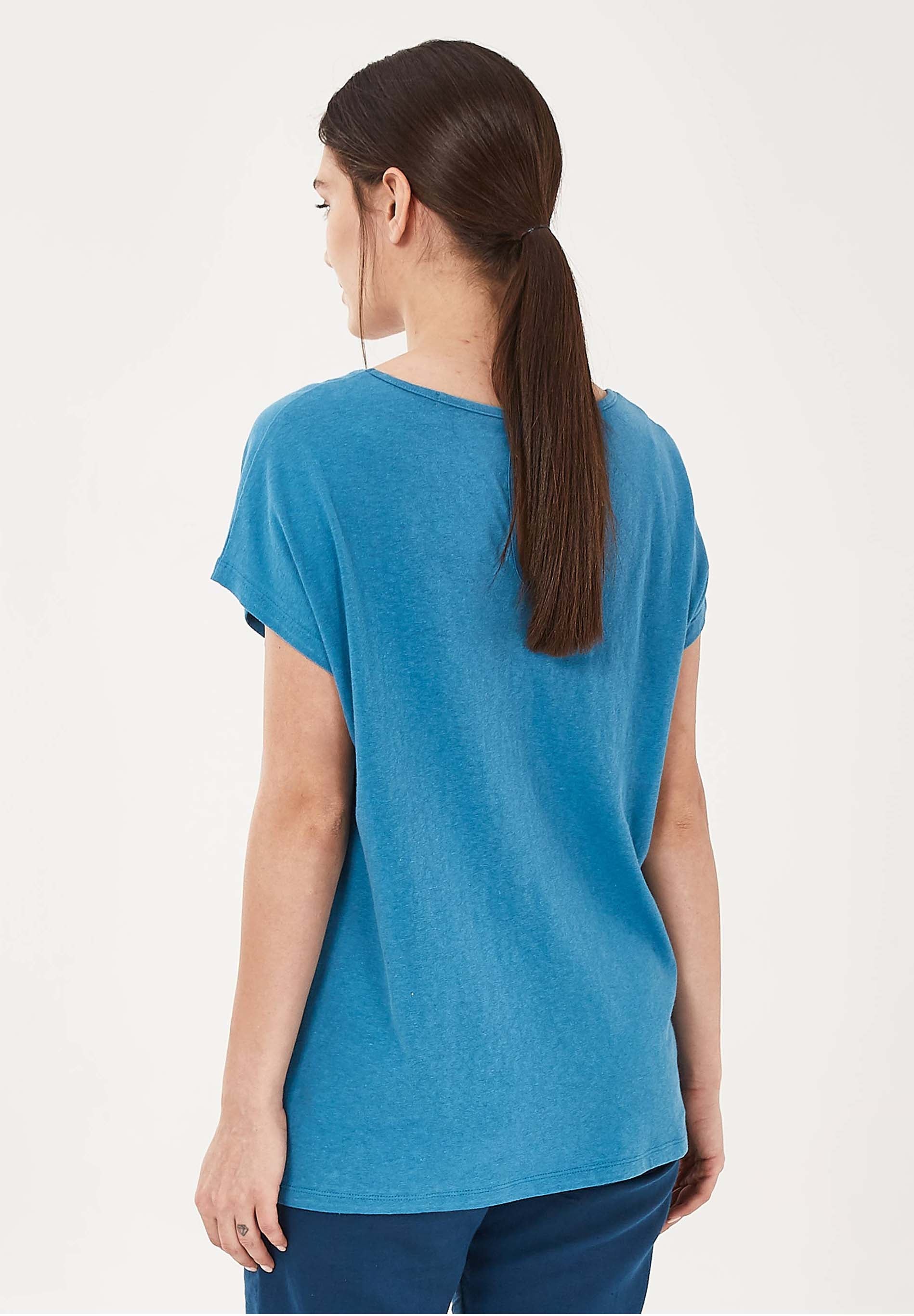 T-Shirt aus Bio-Baumwolle und Leinen mit Taschen