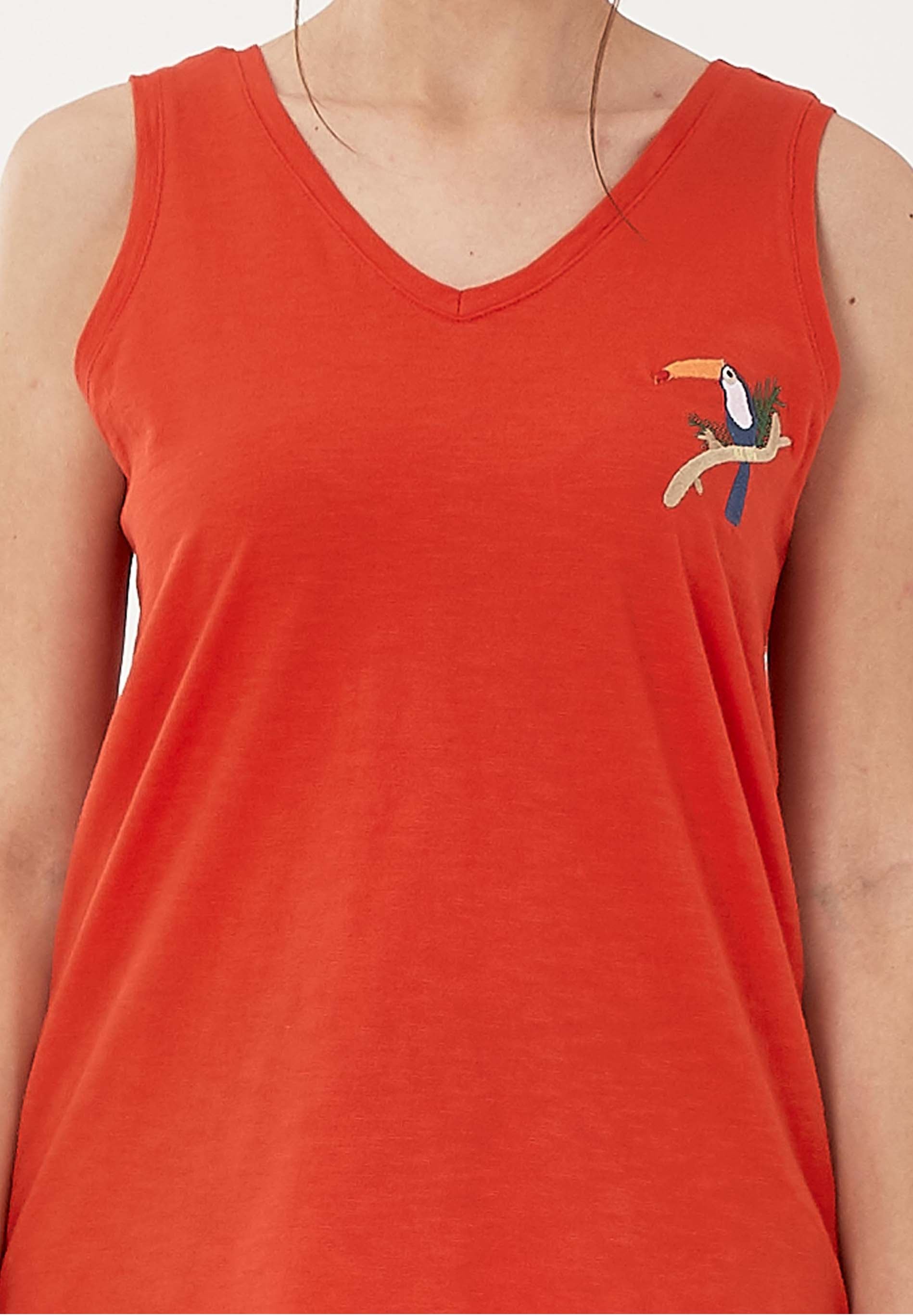 Tank-Top aus Bio-Baumwolle mit Stickerei