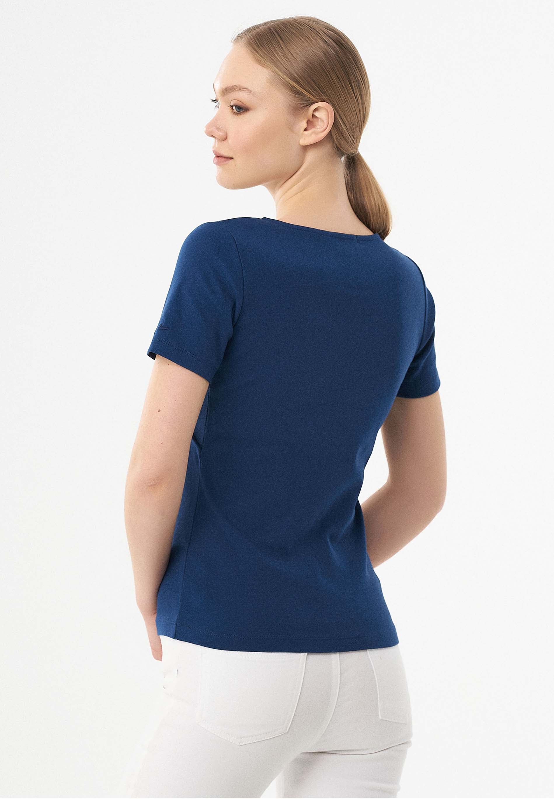 Geripptes T-Shirt aus Bio-Baumwolle mit V-Ausschnitt
