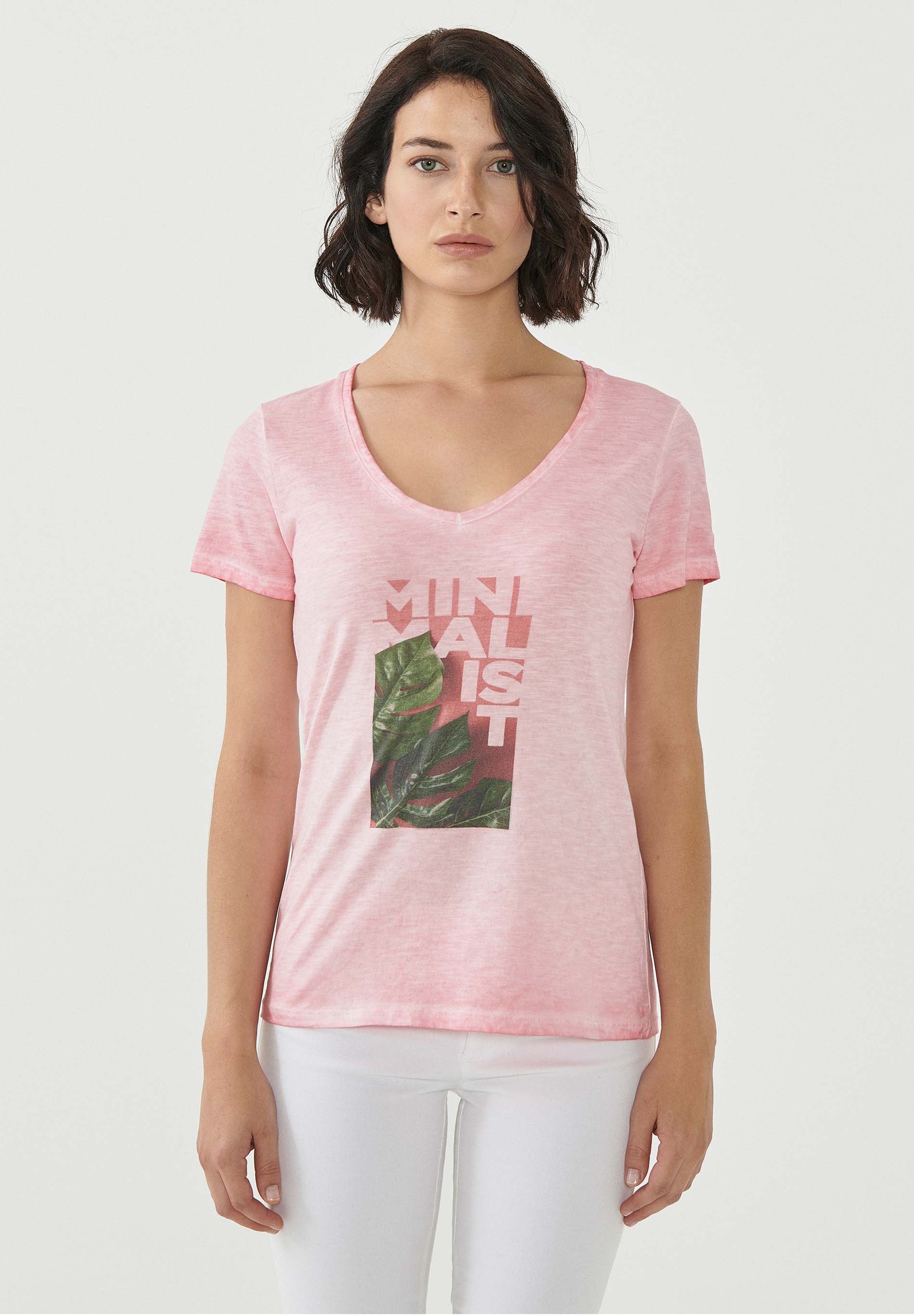 Garment Dyed T-Shirt aus Bio-Baumwolle mit Print