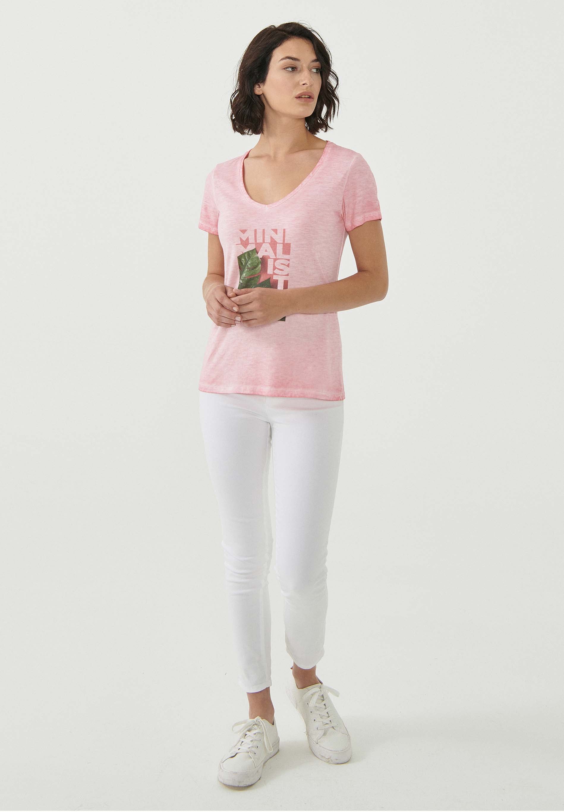 Garment Dyed T-Shirt aus Bio-Baumwolle mit Print