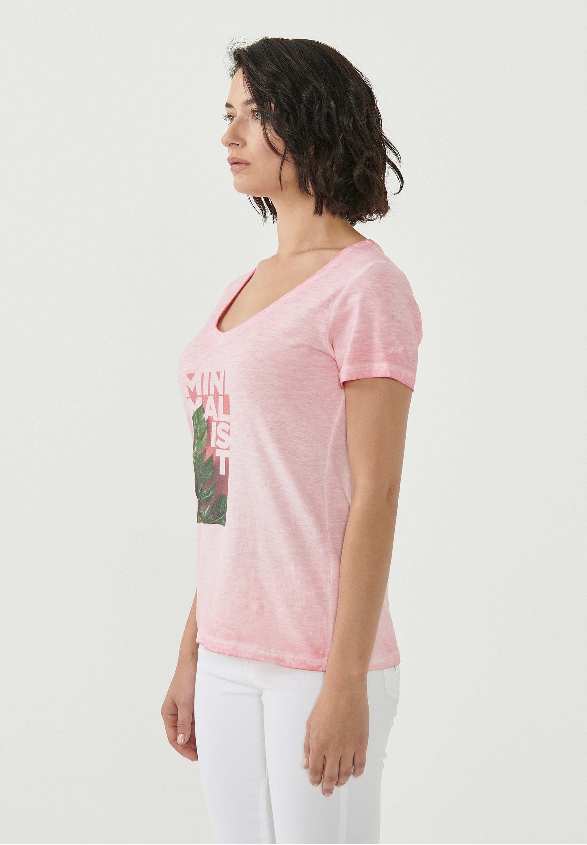 Garment Dyed T-Shirt aus Bio-Baumwolle mit Print