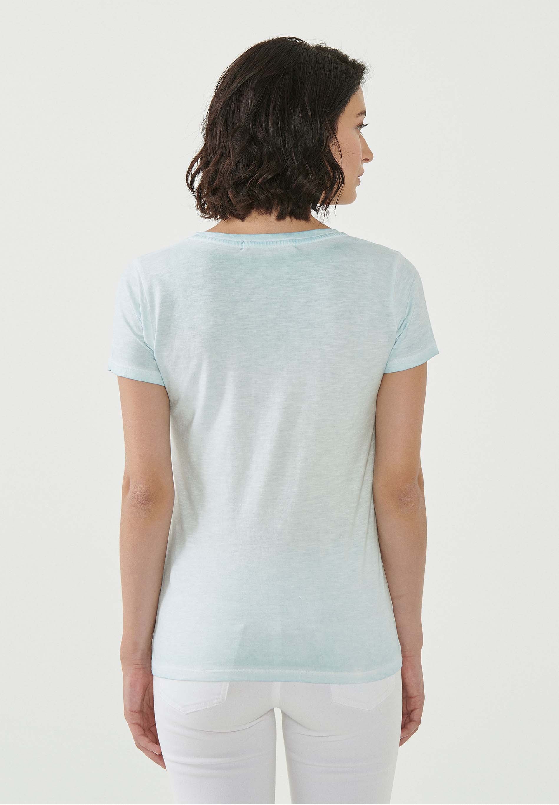 Garment Dyed T-Shirt aus Bio-Baumwolle mit Vogel-Print