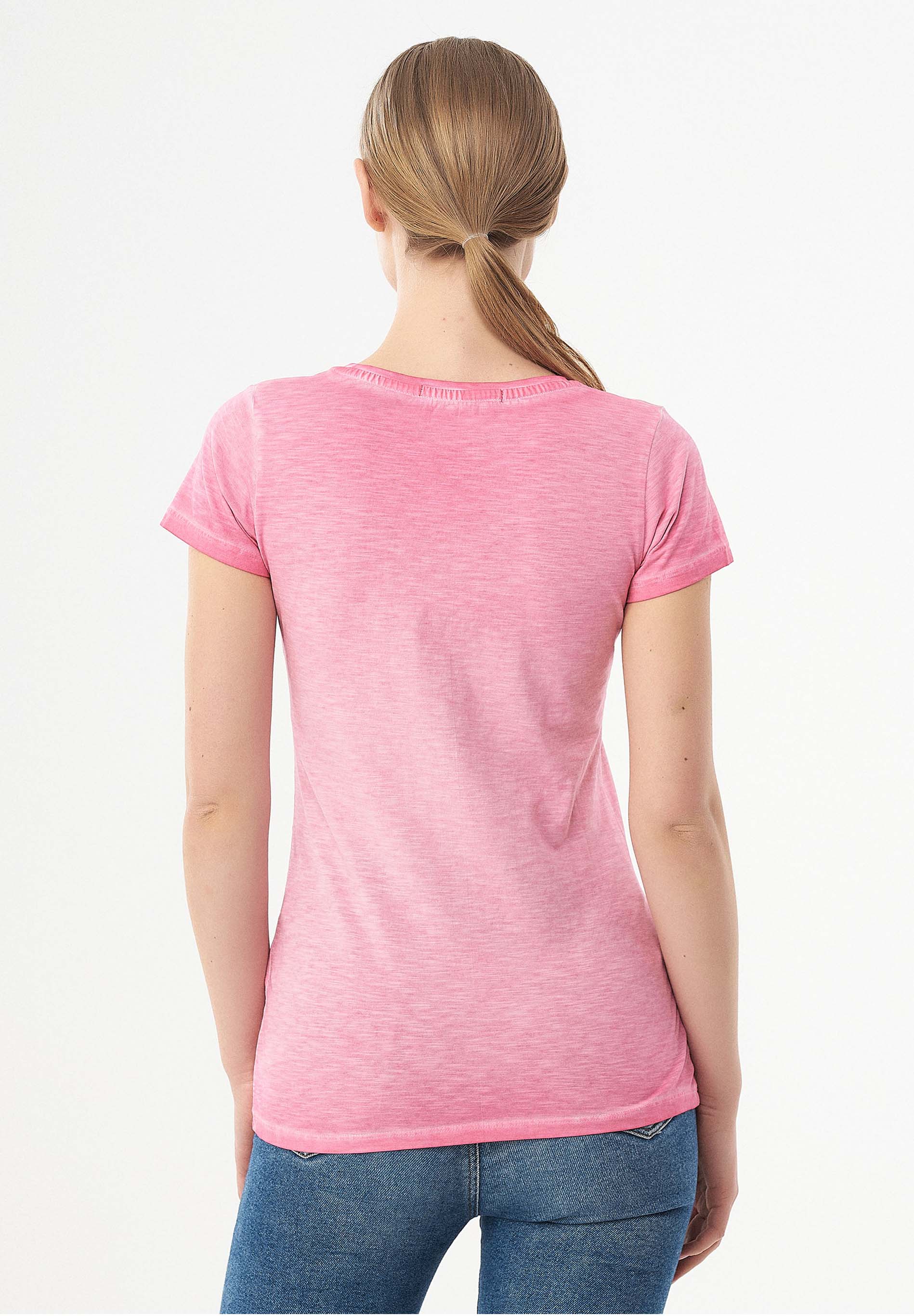 Garment Dyed T-Shirt aus Bio-Baumwolle mit Vogel-Print