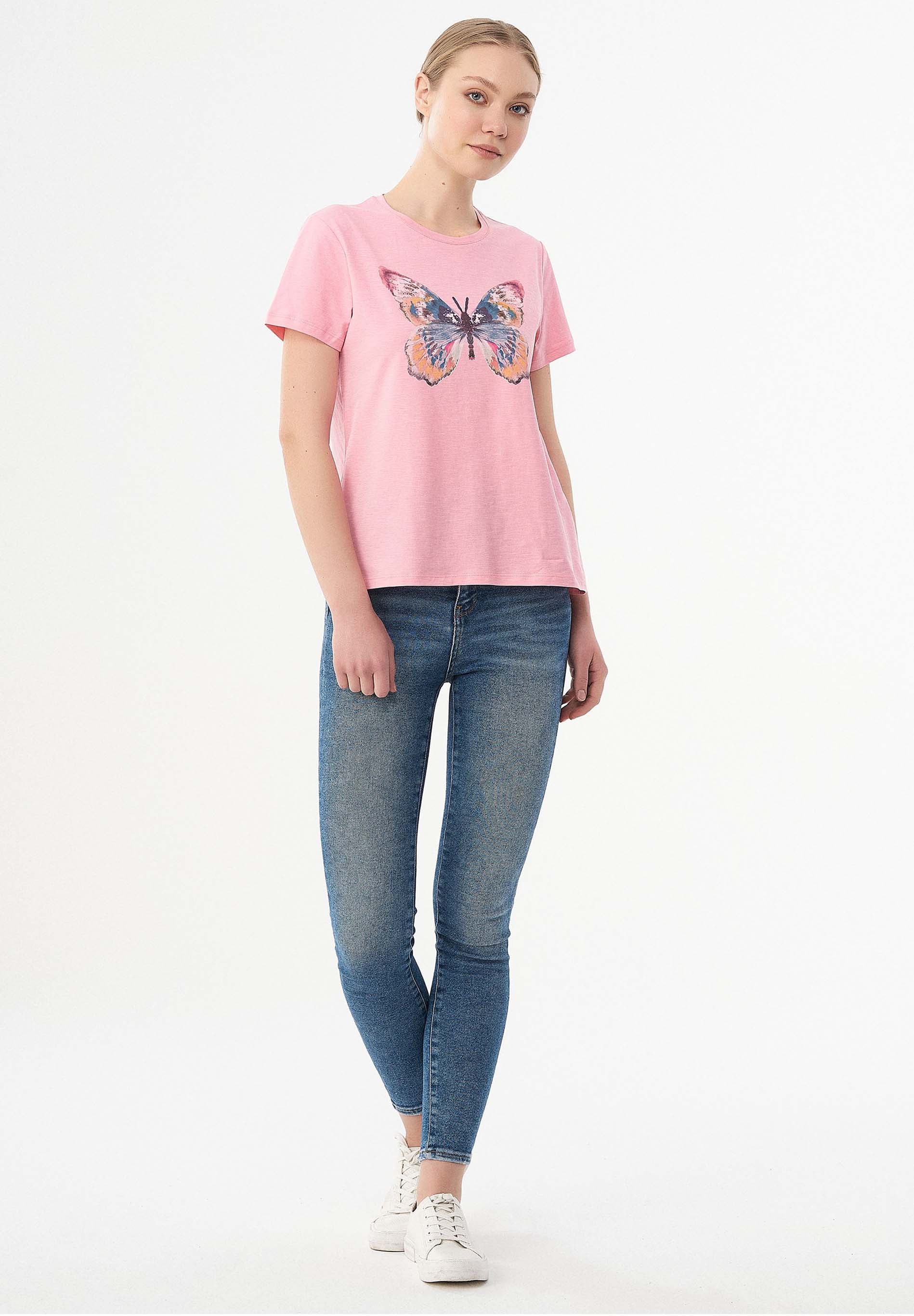 T-Shirt aus Bio-Baumwolle mit Schmetterling-Print