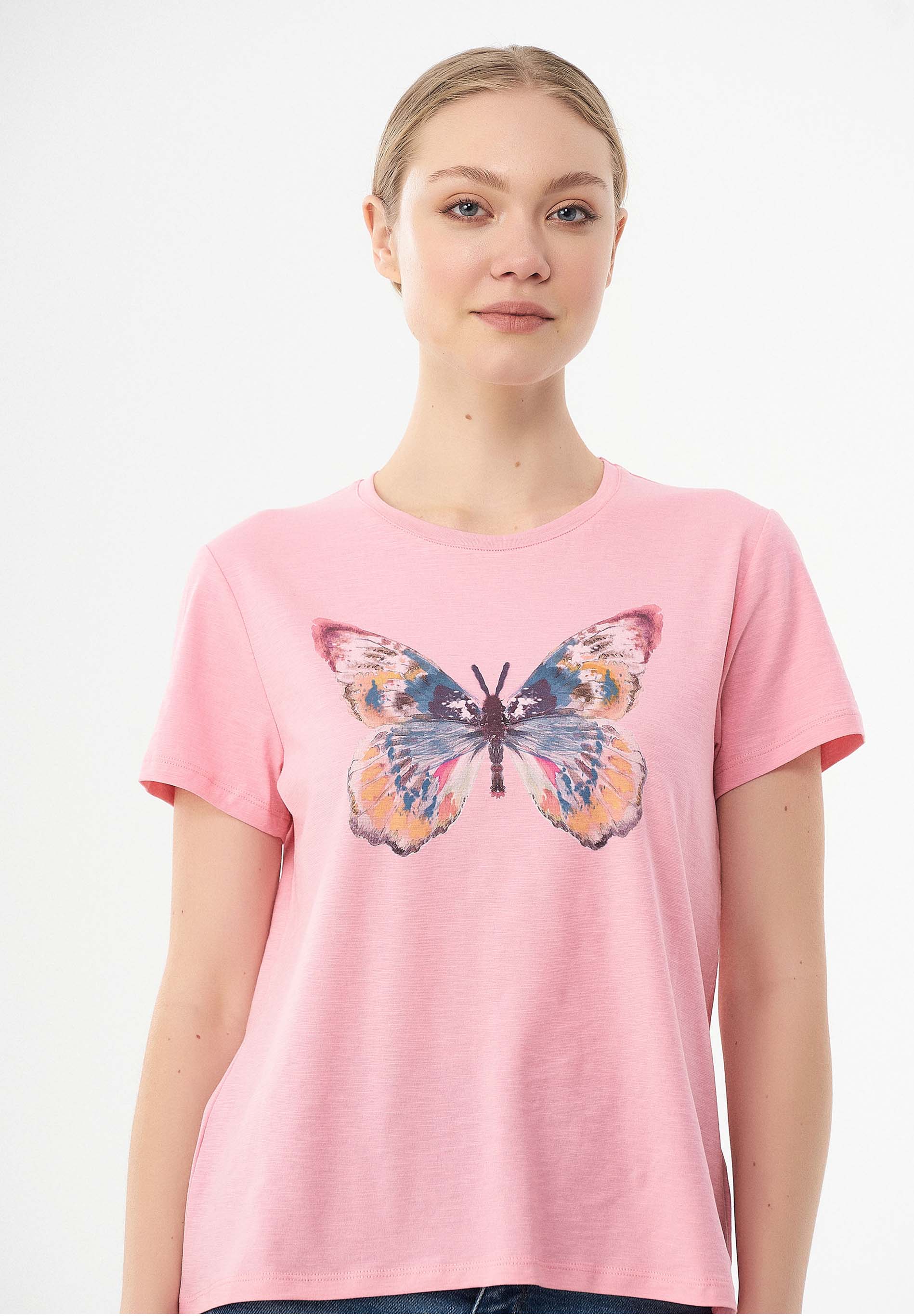 T-Shirt aus Bio-Baumwolle mit Schmetterling-Print
