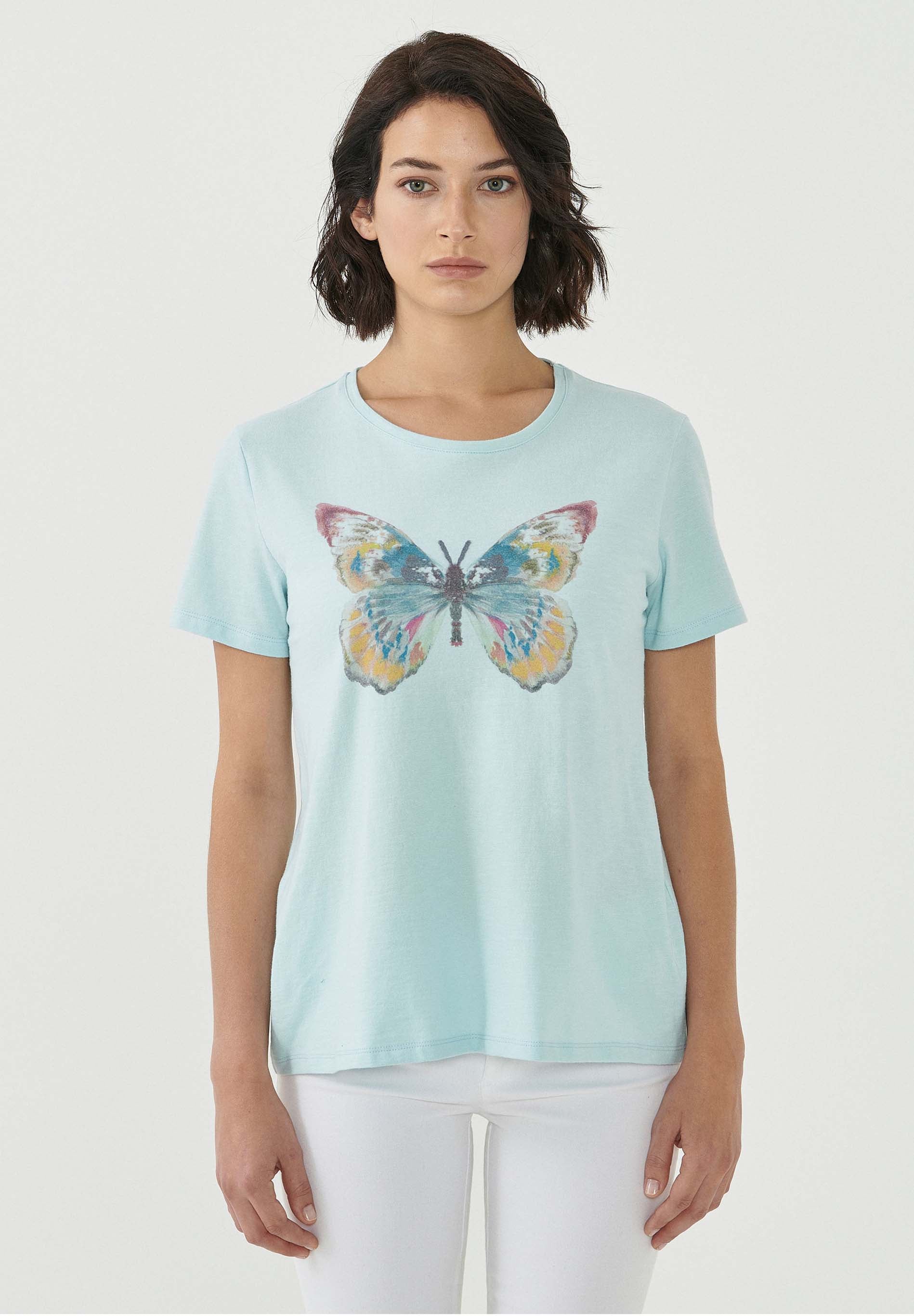 T-Shirt aus Bio-Baumwolle mit Schmetterling-Print