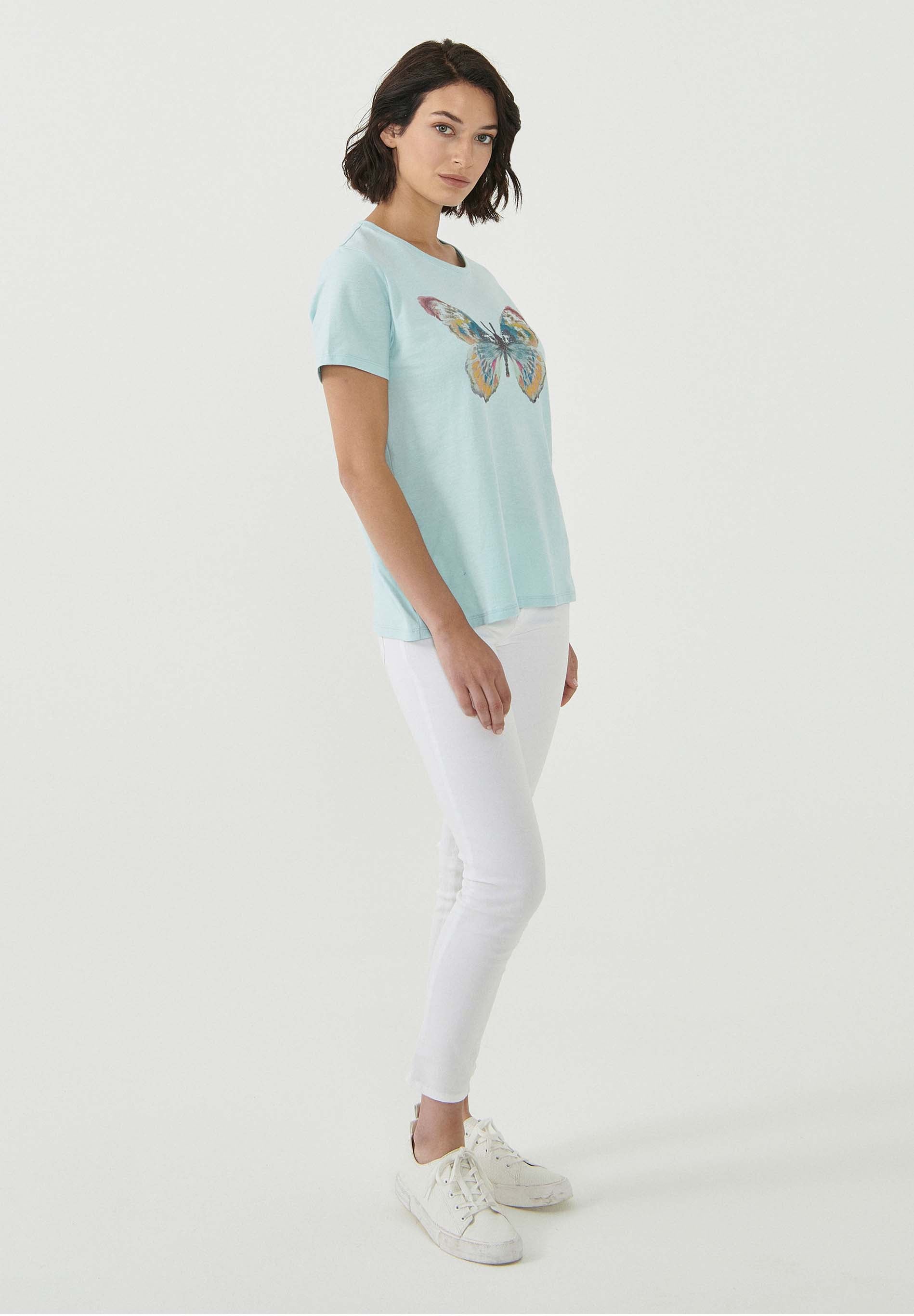 T-Shirt aus Bio-Baumwolle mit Schmetterling-Print