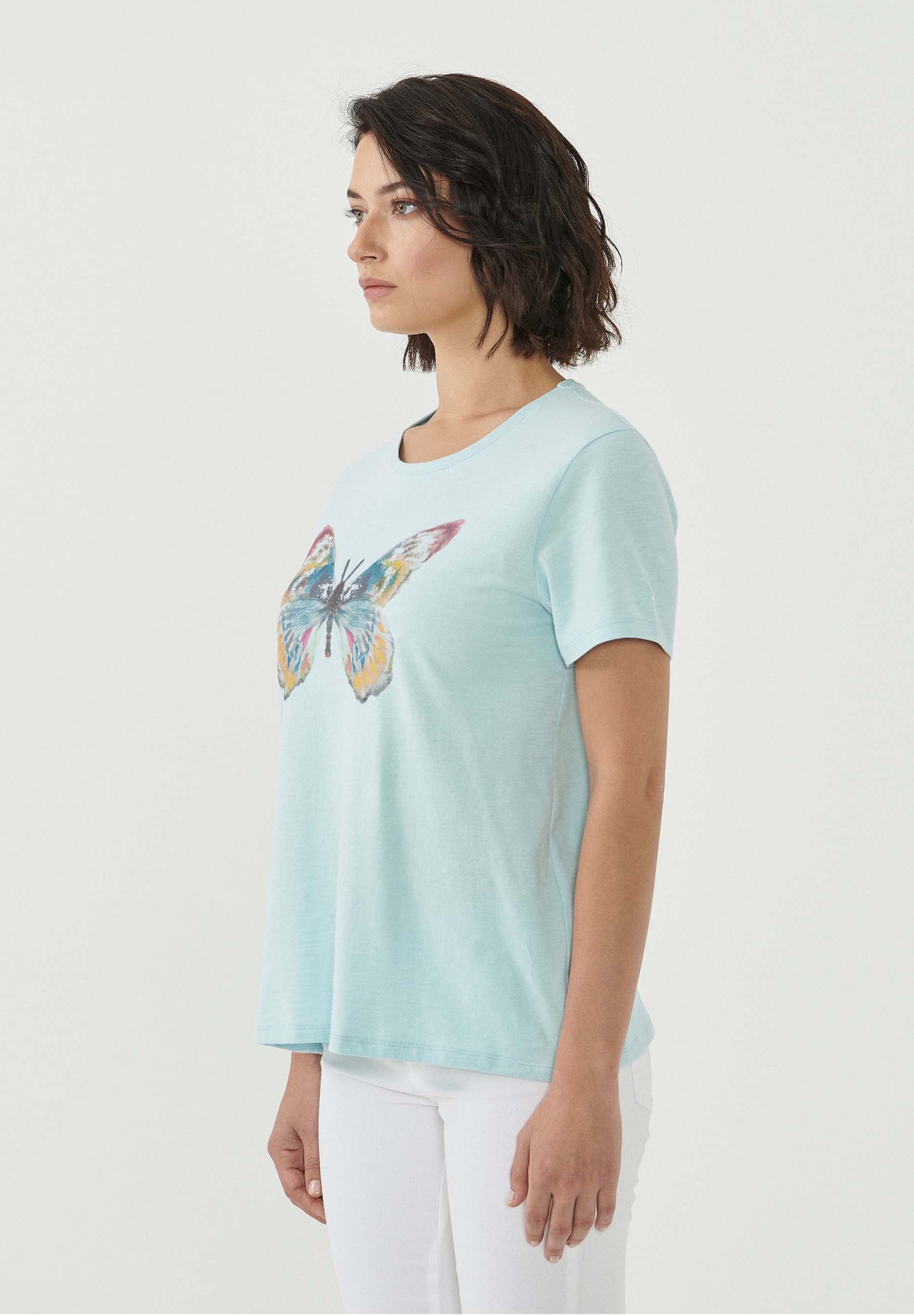 T-Shirt aus Bio-Baumwolle mit Schmetterling-Print