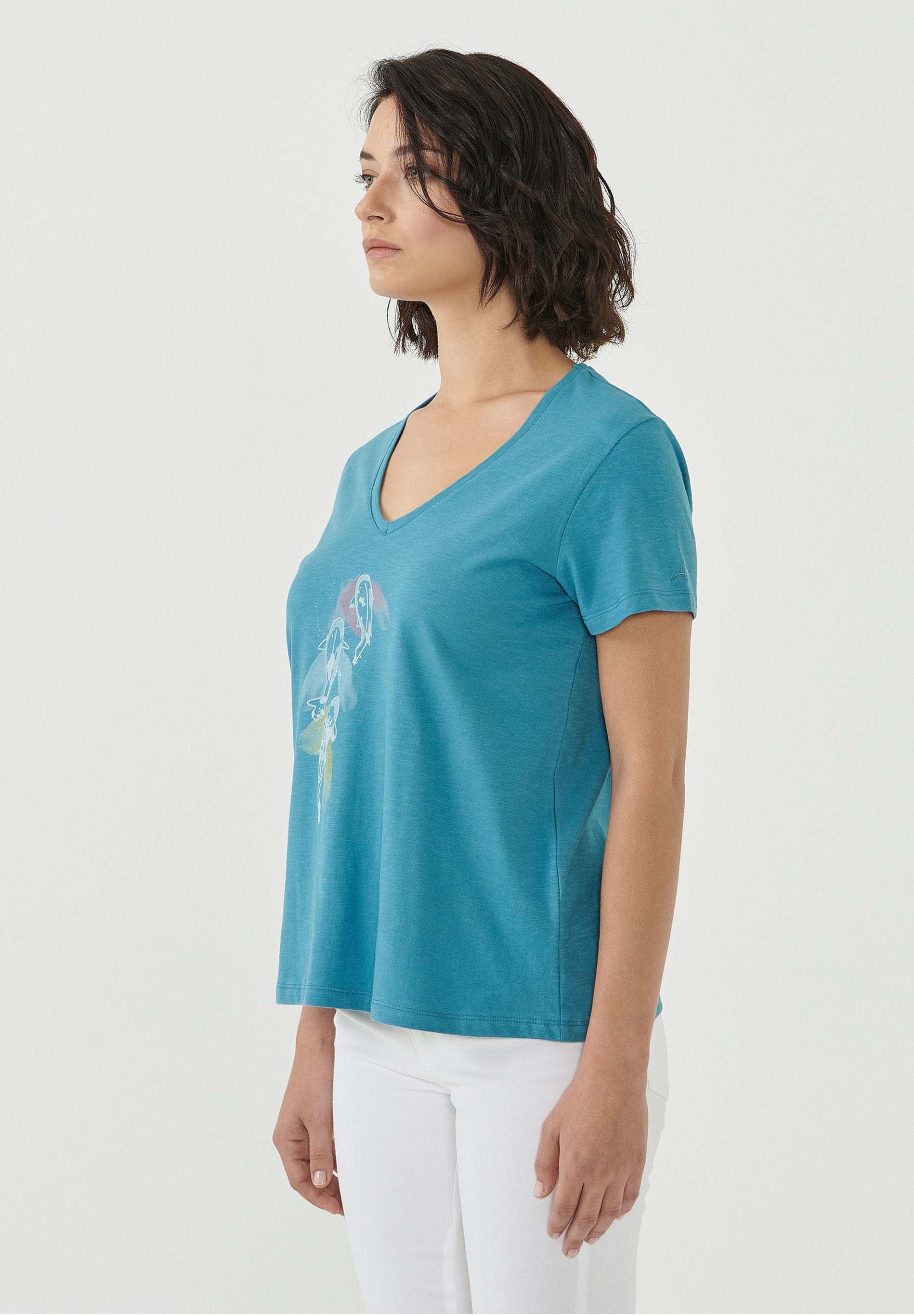 T-Shirt aus Bio-Baumwolle mit Fisch-Print