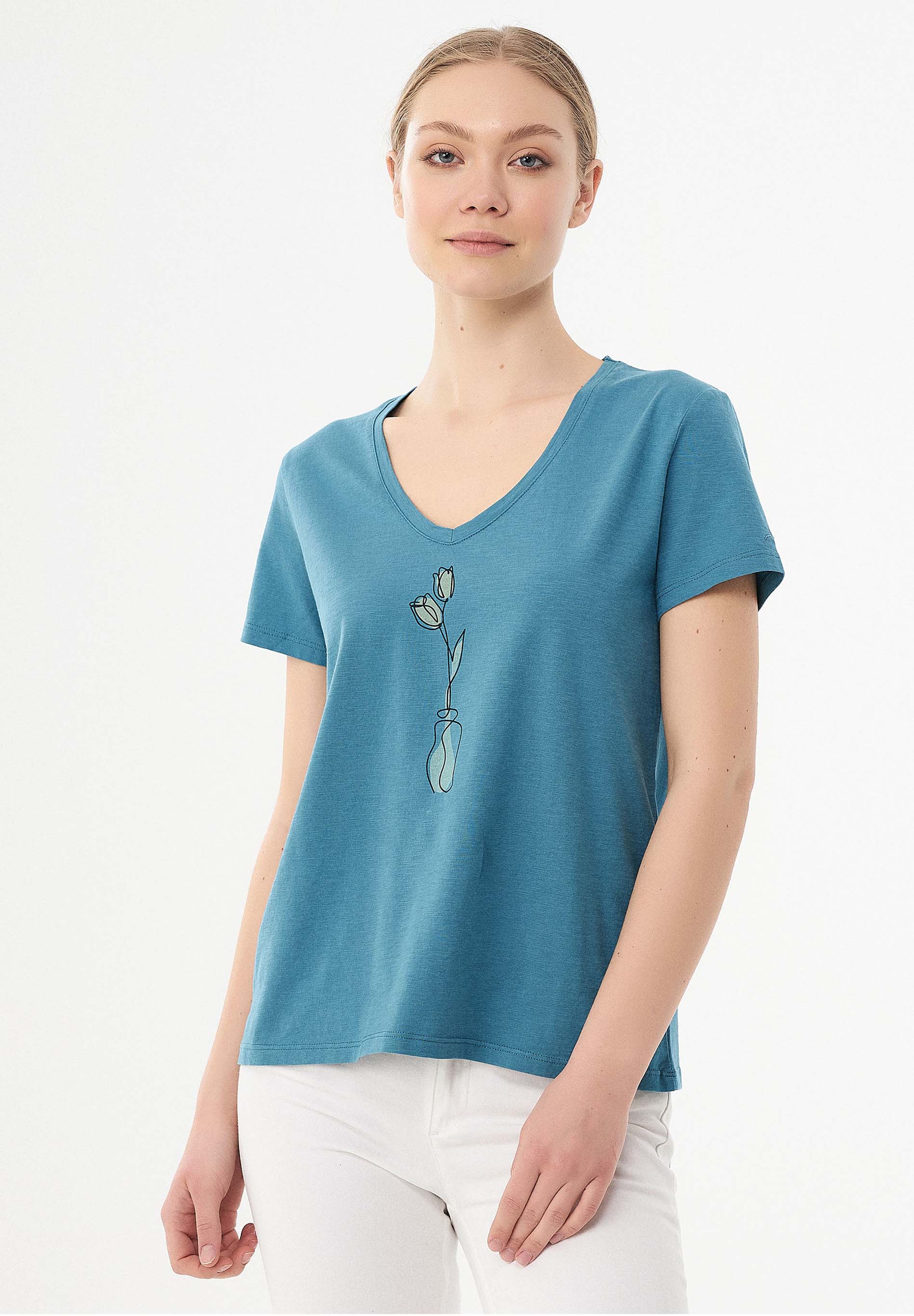 T-Shirt aus Bio-Baumwolle mit Blumen-Print