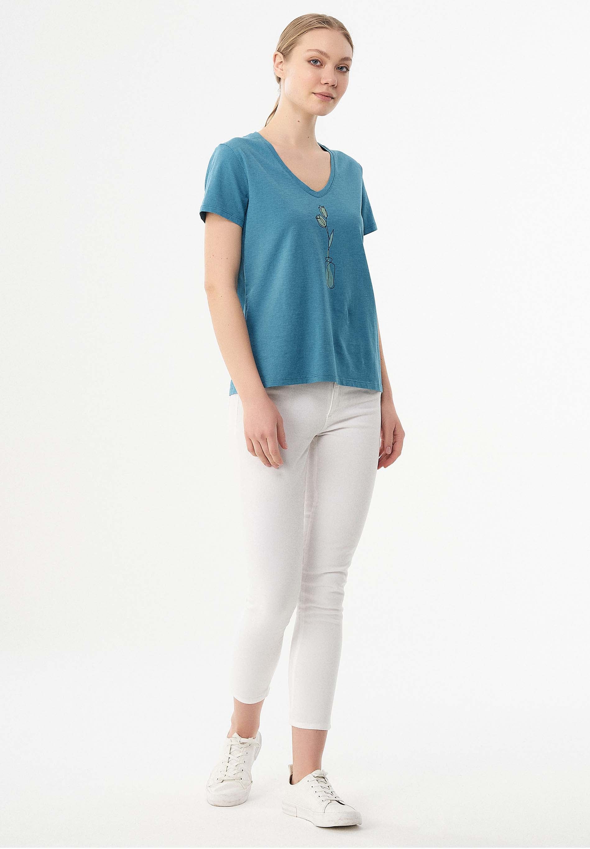 T-Shirt aus Bio-Baumwolle mit Blumen-Print