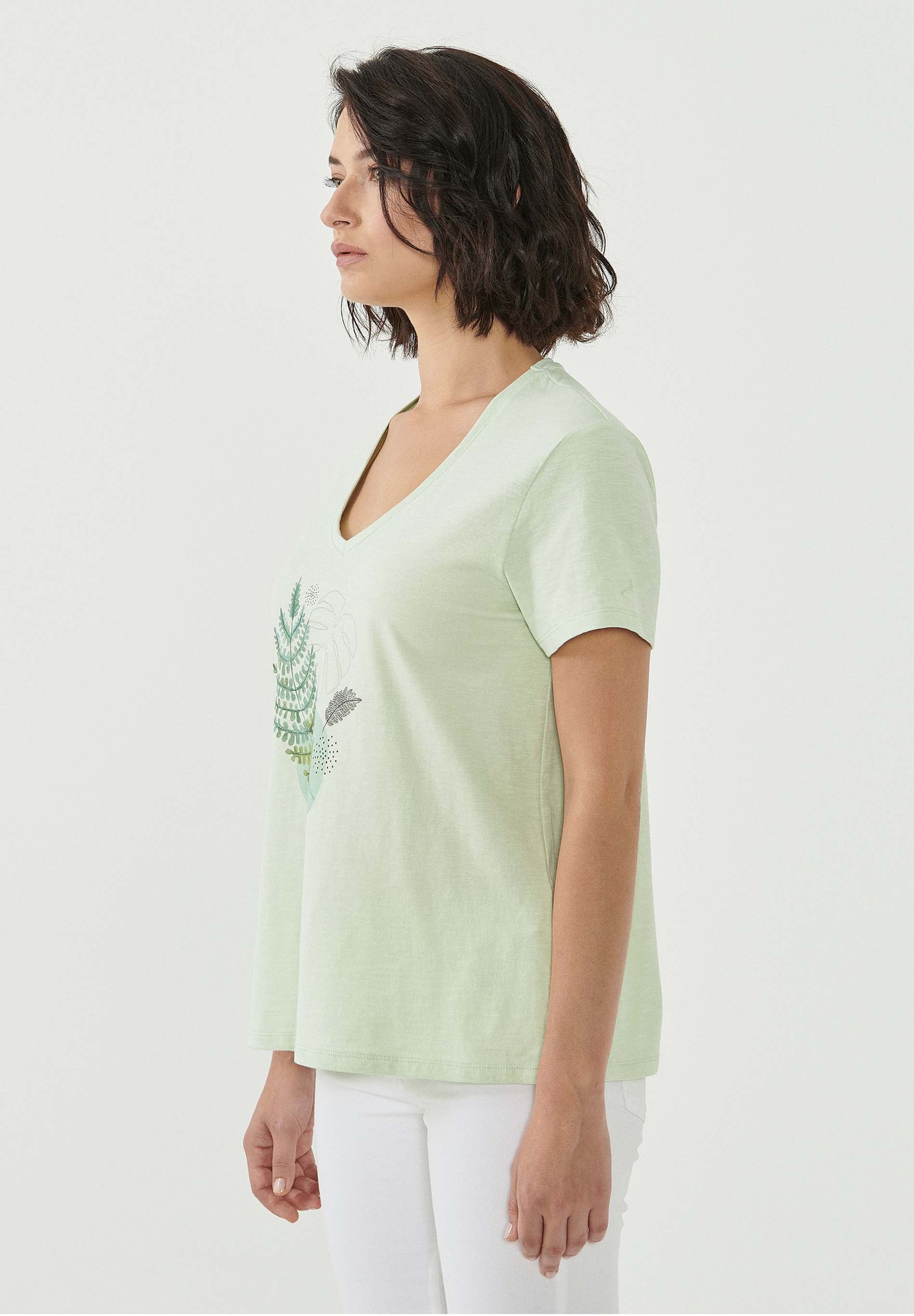 T-Shirt aus Bio-Baumwolle mit Blatt-Print