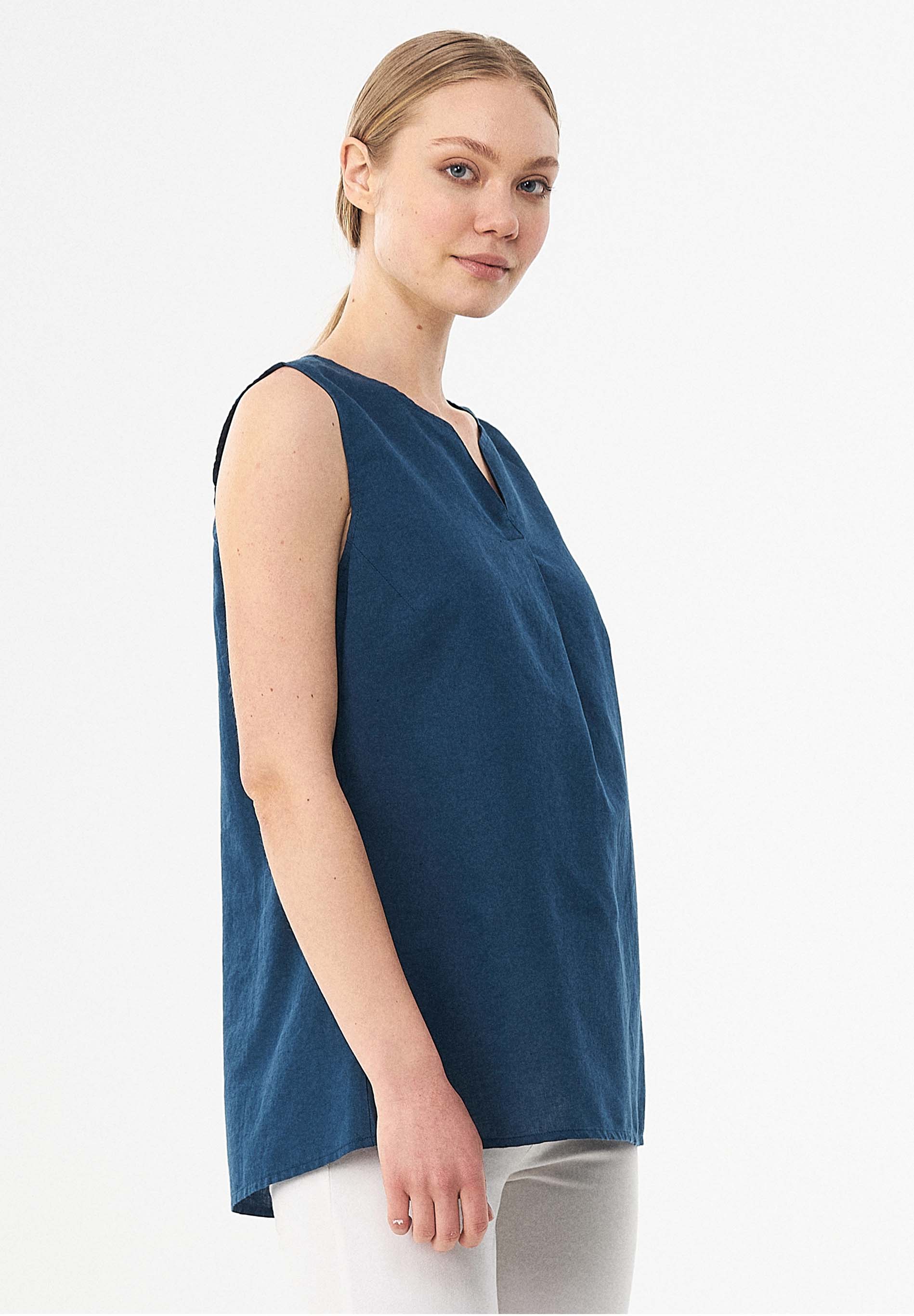 Blusentop aus Leinen und Bio-Baumwolle