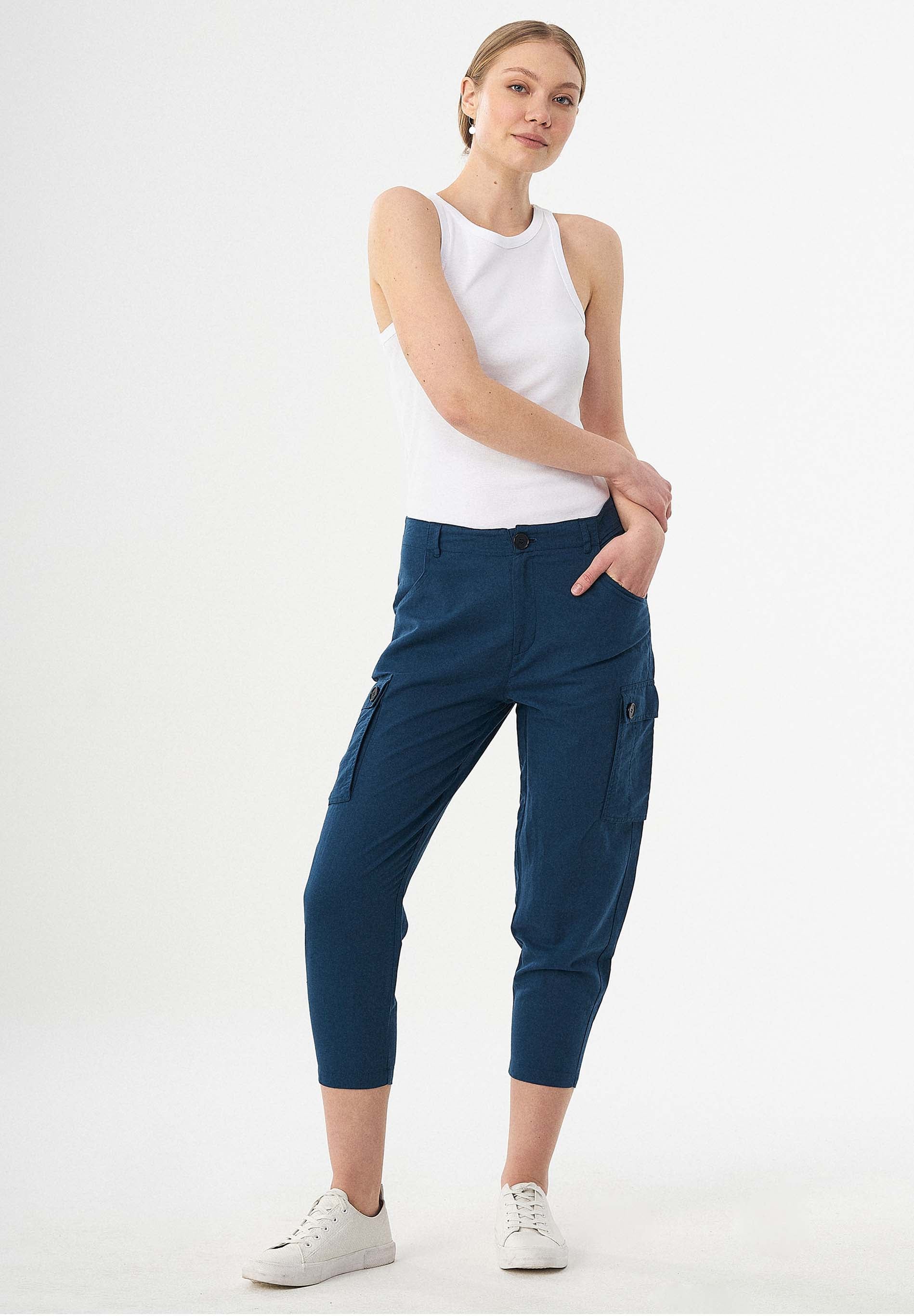 Cargohose aus Leinengemisch