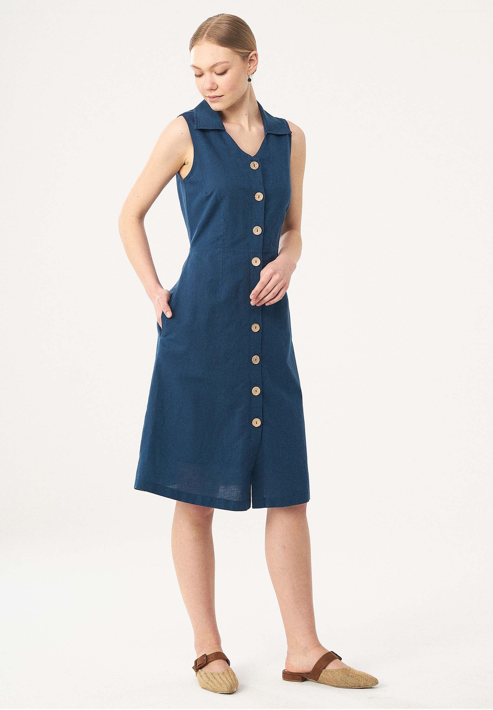 Hemdkleid aus Leinen und Bio-Baumwolle