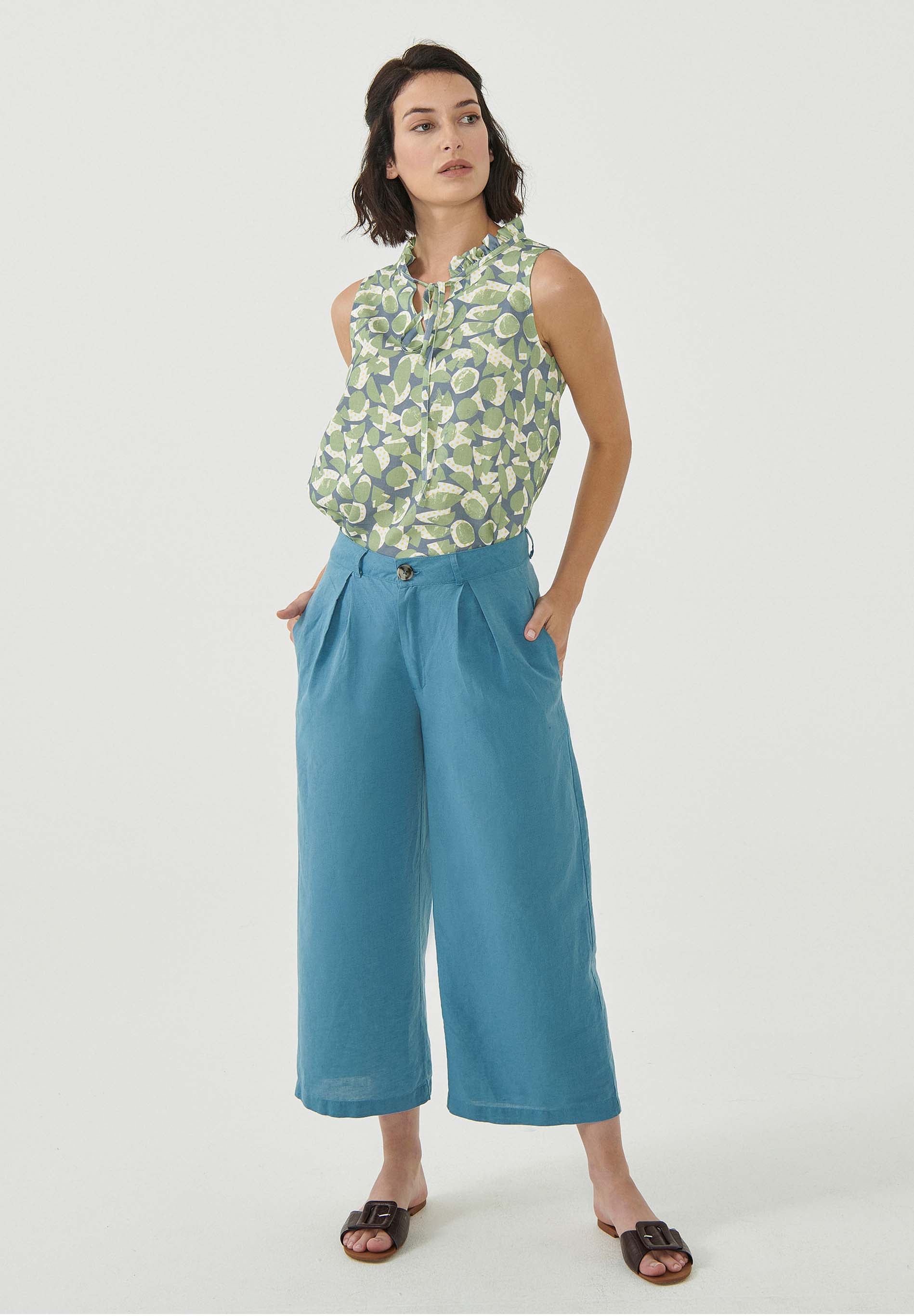 Culotte Hose aus Leinengemisch