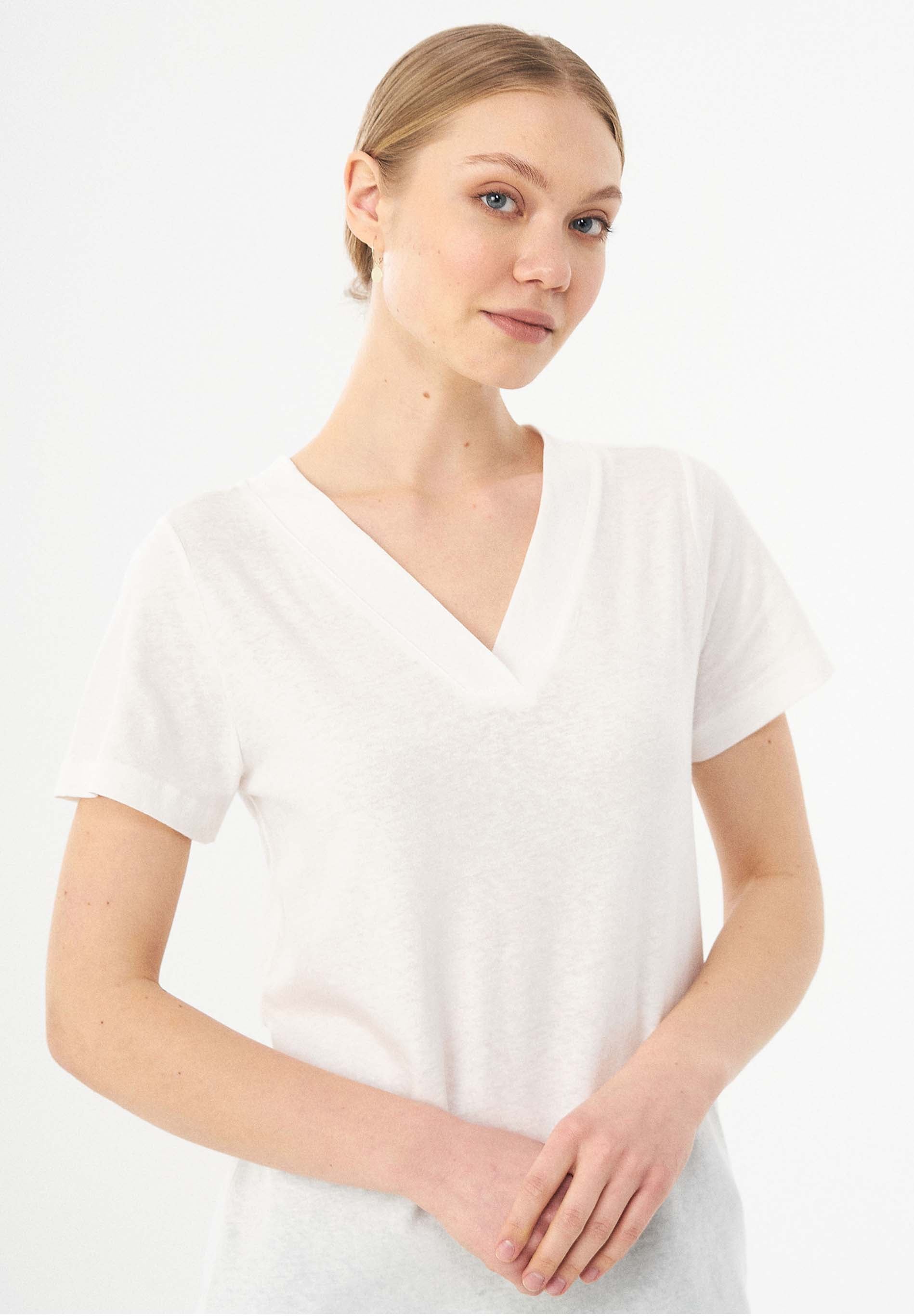 T-Shirt aus Bio-Baumwolle und Leinen