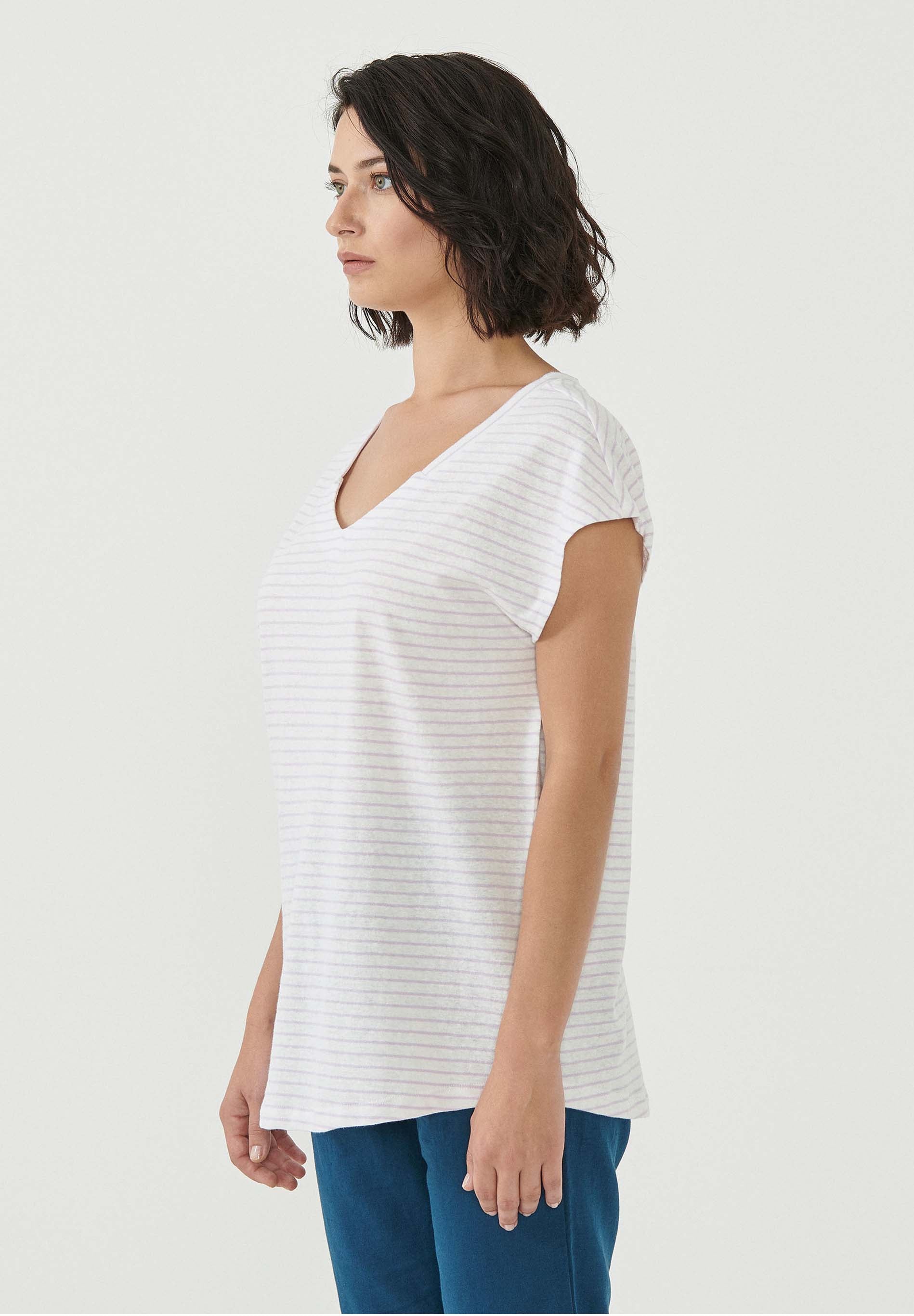 Gestreiftes T-Shirt aus Bio-Baumwolle und Leinen