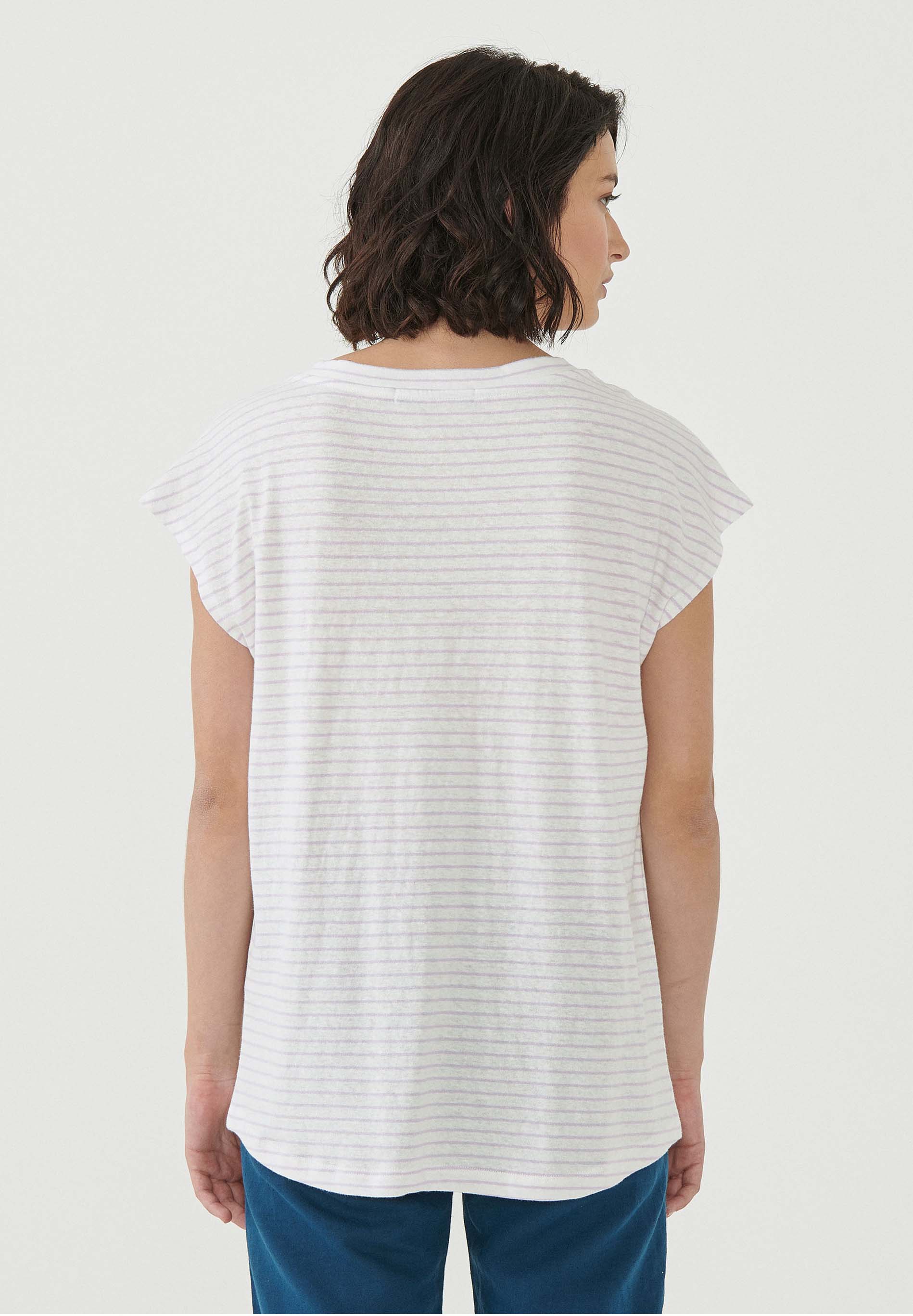 Gestreiftes T-Shirt aus Bio-Baumwolle und Leinen