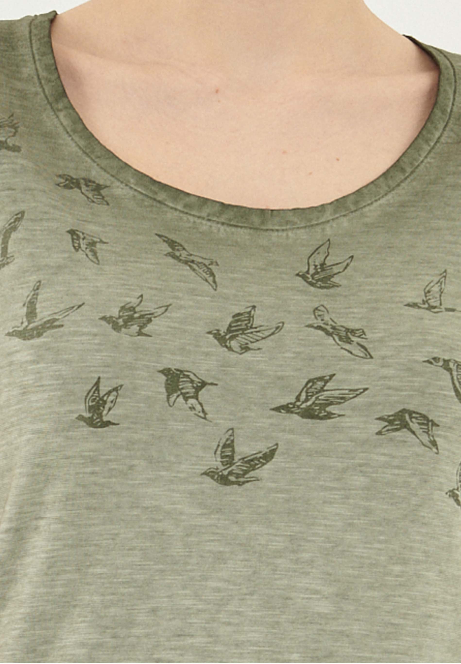 Garment Dyed T-Shirt aus Bio-Baumwolle mit Vögel-Print