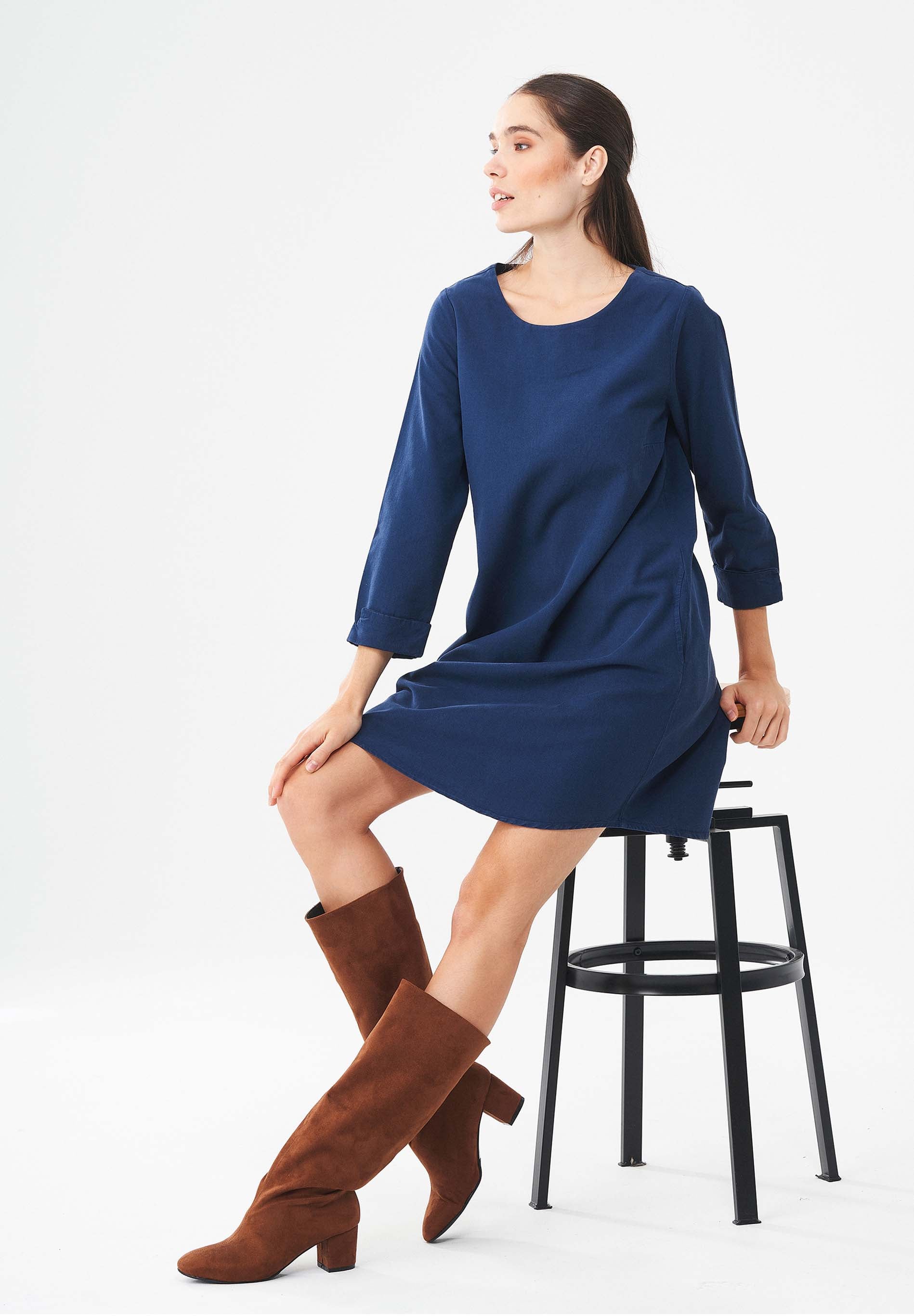 Garment Dyed Kleid aus TENCEL™ Lyocell-mix